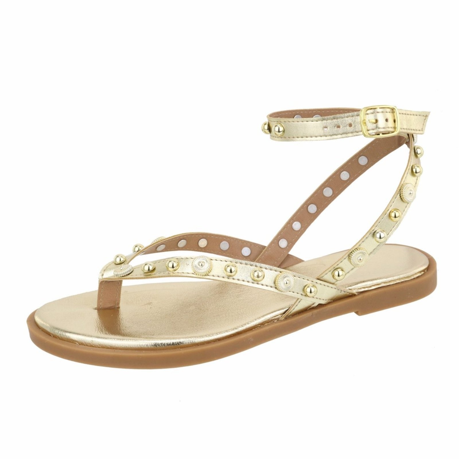 Imagem principal Rasteira Sandália Feminina Bolinhas Estilosa Lançamento Ouro Light TELLINI STORE dourado