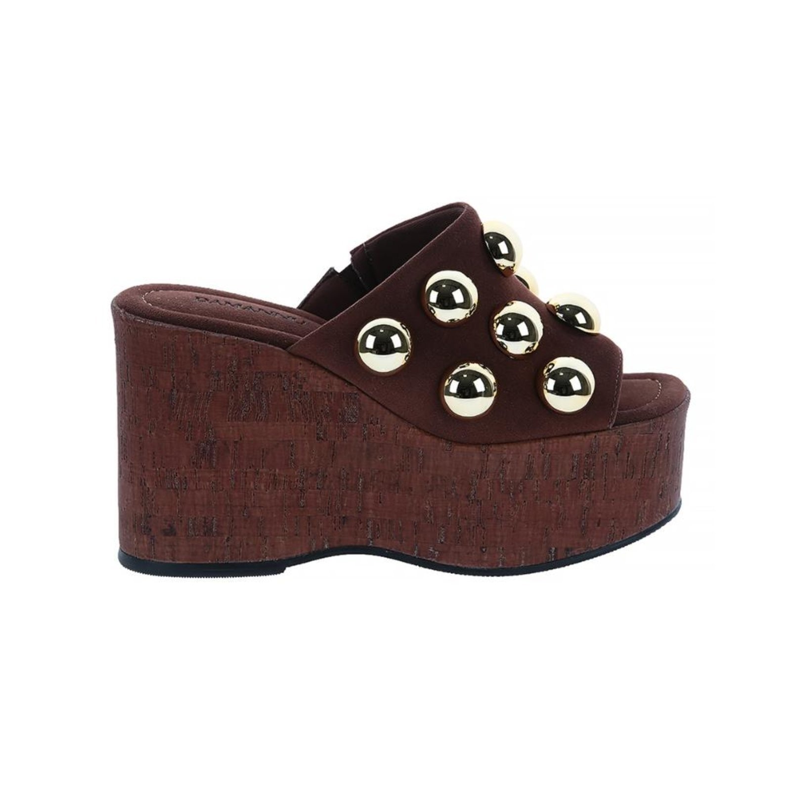 Imagem principal Emily - Tamanco Plataforma com Esferas Douradas Damannu Shoes marrom