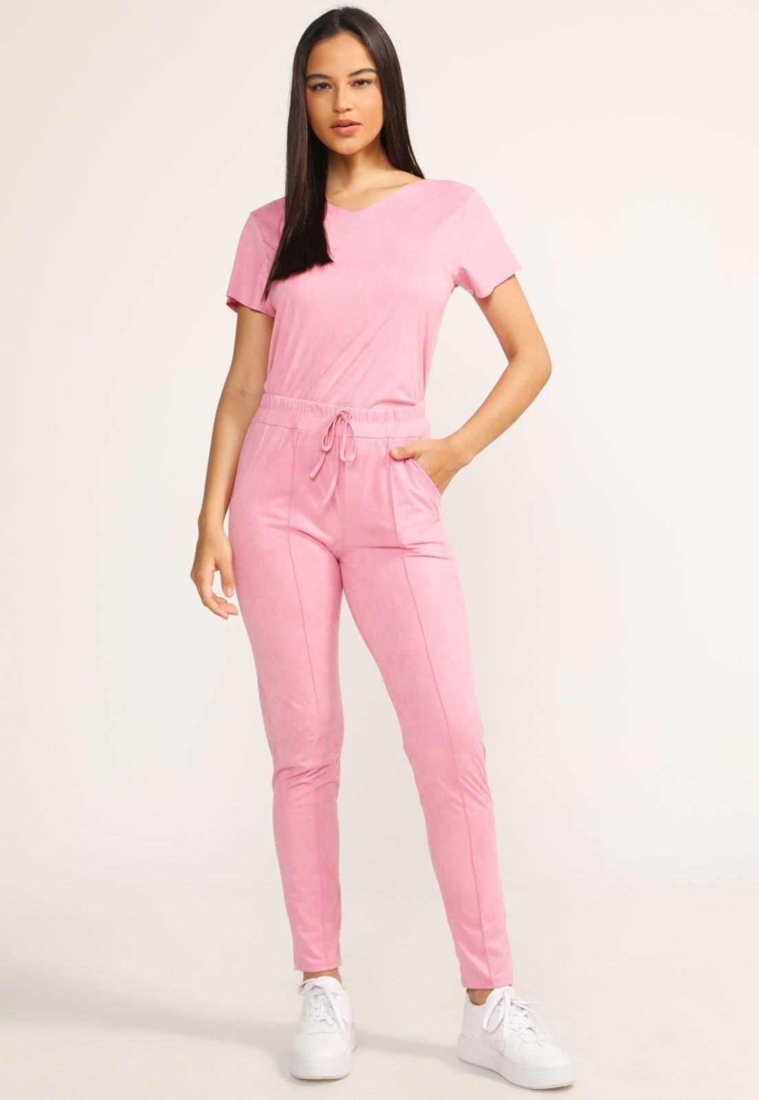 Imagem principal Conjunto Feminino D Bell Outlet Fashion Suede Manga Curta Claro D BELL OUTLET FASHION rosa