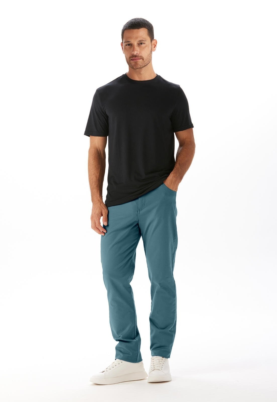 Imagem principal Calça Sarja Slim 5 Bolsos Traymon Petroleo Traymon azul marinho