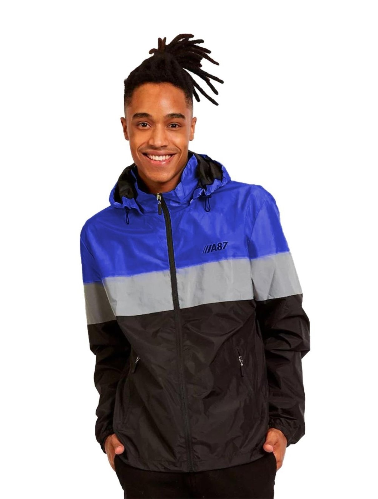 Imagem principal Jaqueta Aeropostale Masculina Corta-Vento A87 Original Brand Azul Royal/ Preta Aeropostale preto azul