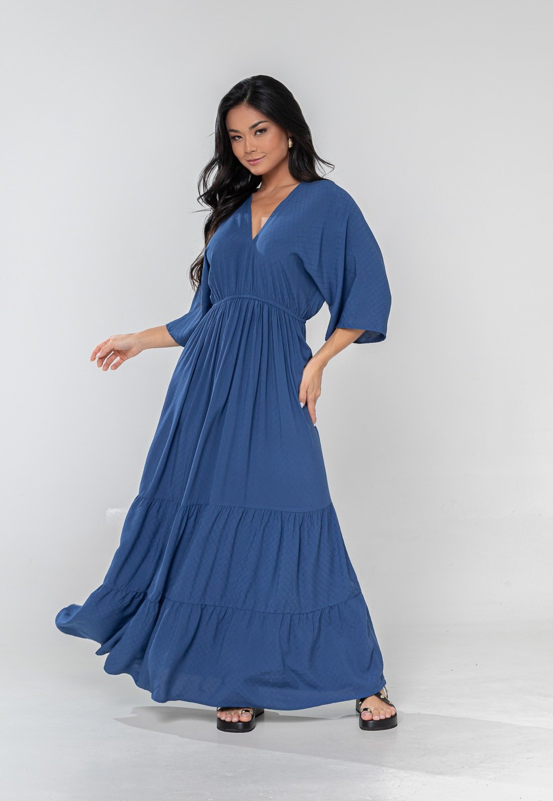 Imagem principal Vestido Aura Ravena Viscose Liso Marinho Aura azul marinho