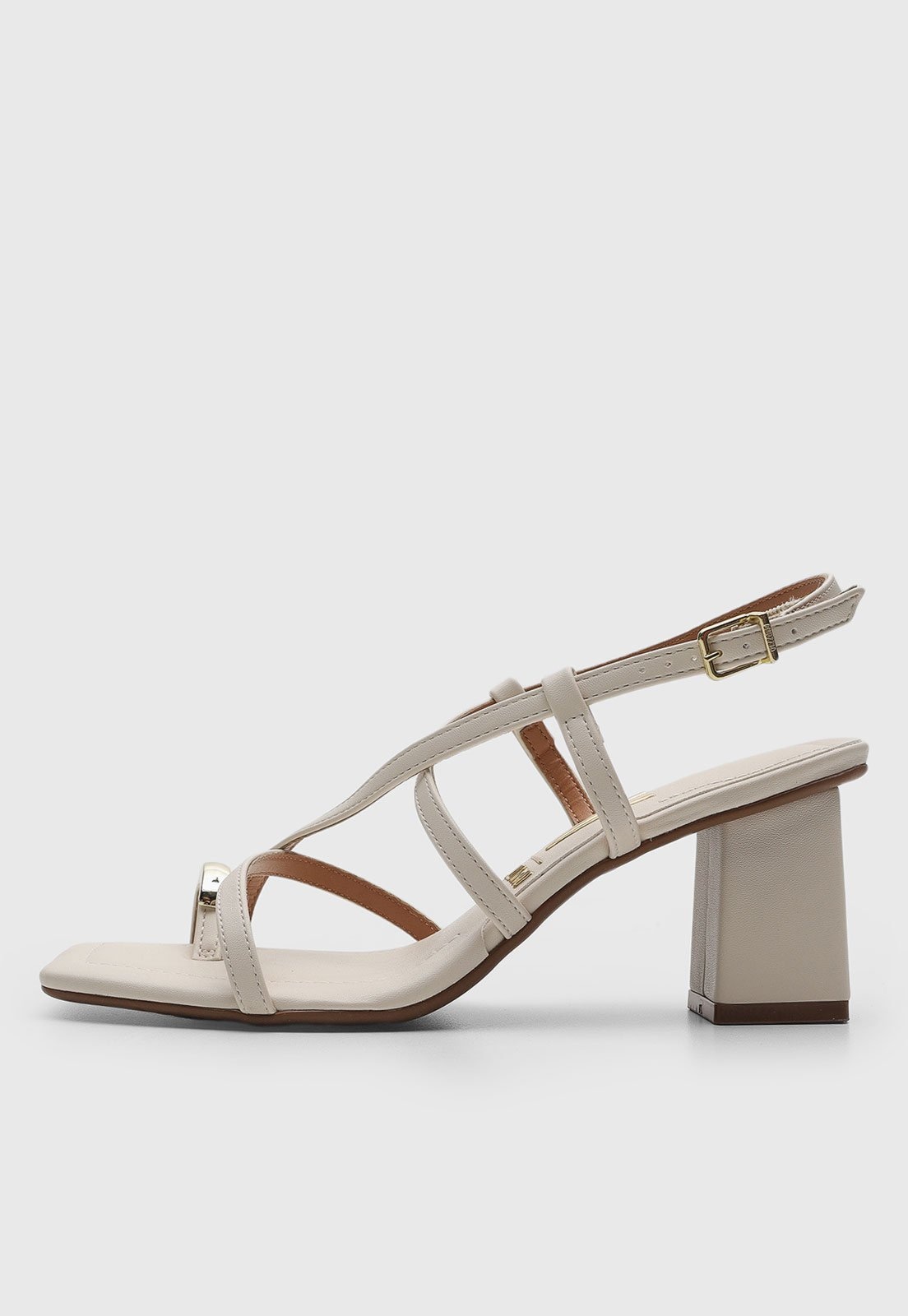 Imagem principal Sandália Feminina Vizzano Salto Grosso Detalhe Metálico Off-White VIZZANO off-white white