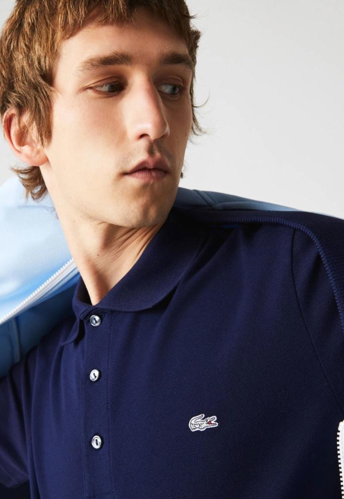 Imagem principal Camisa Polo Lacoste Slim Fit Masculina em Petit piquet Stretch Lacoste azul