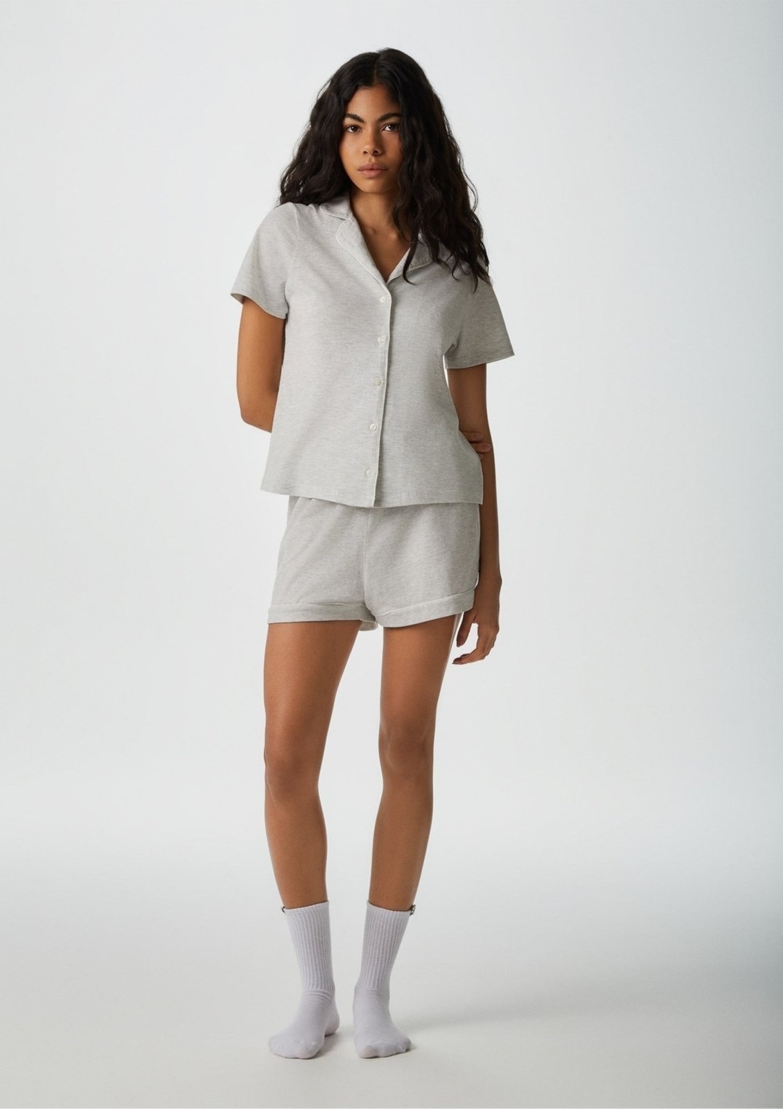 Imagem principal Pijama Curto Feminino Com Botões Hering HERING INTIMATES cinza