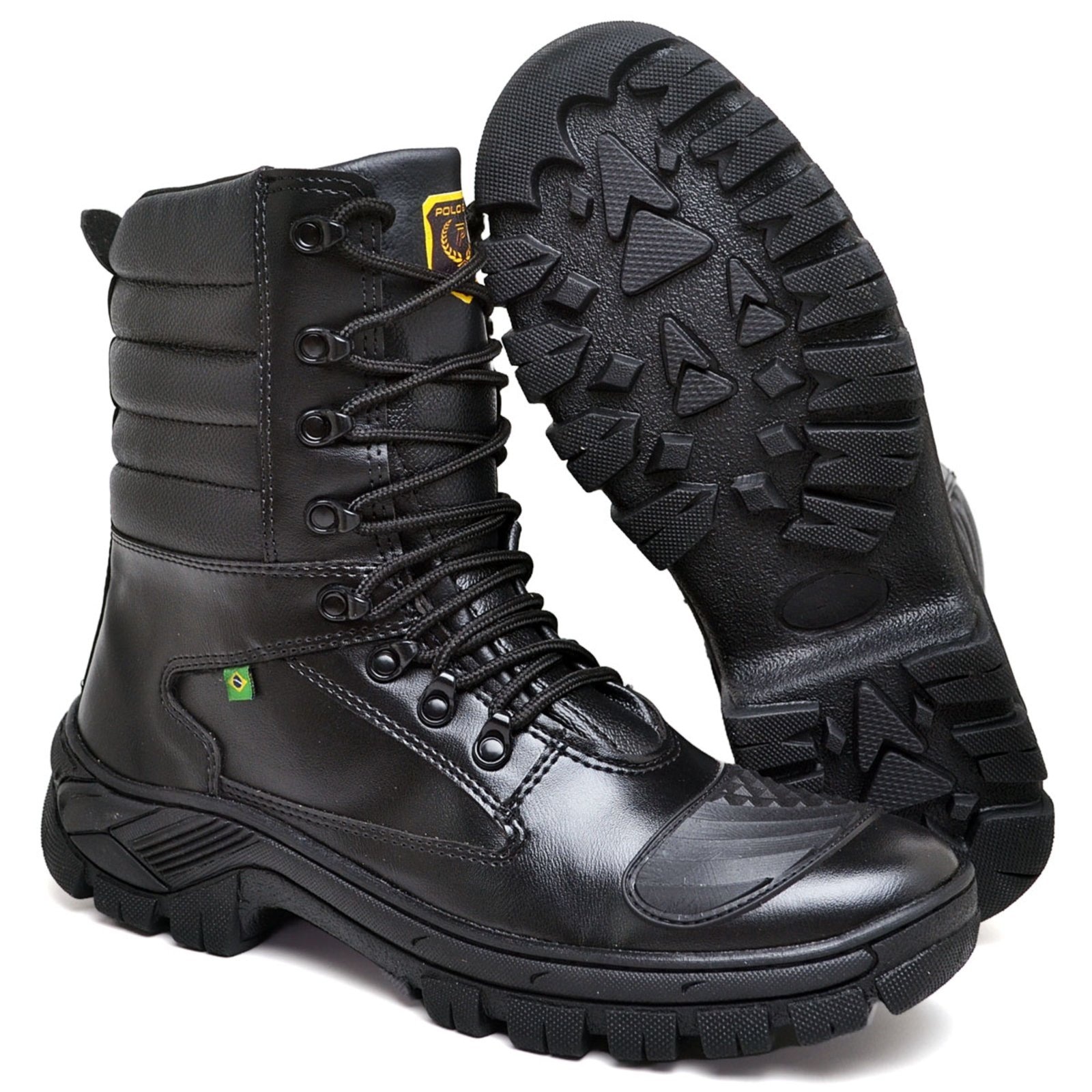 Imagem principal Bota Coturno Militar Masculina Cano Médio em Sintético Preta com Cadarço do ao 44 Polo Blu preto