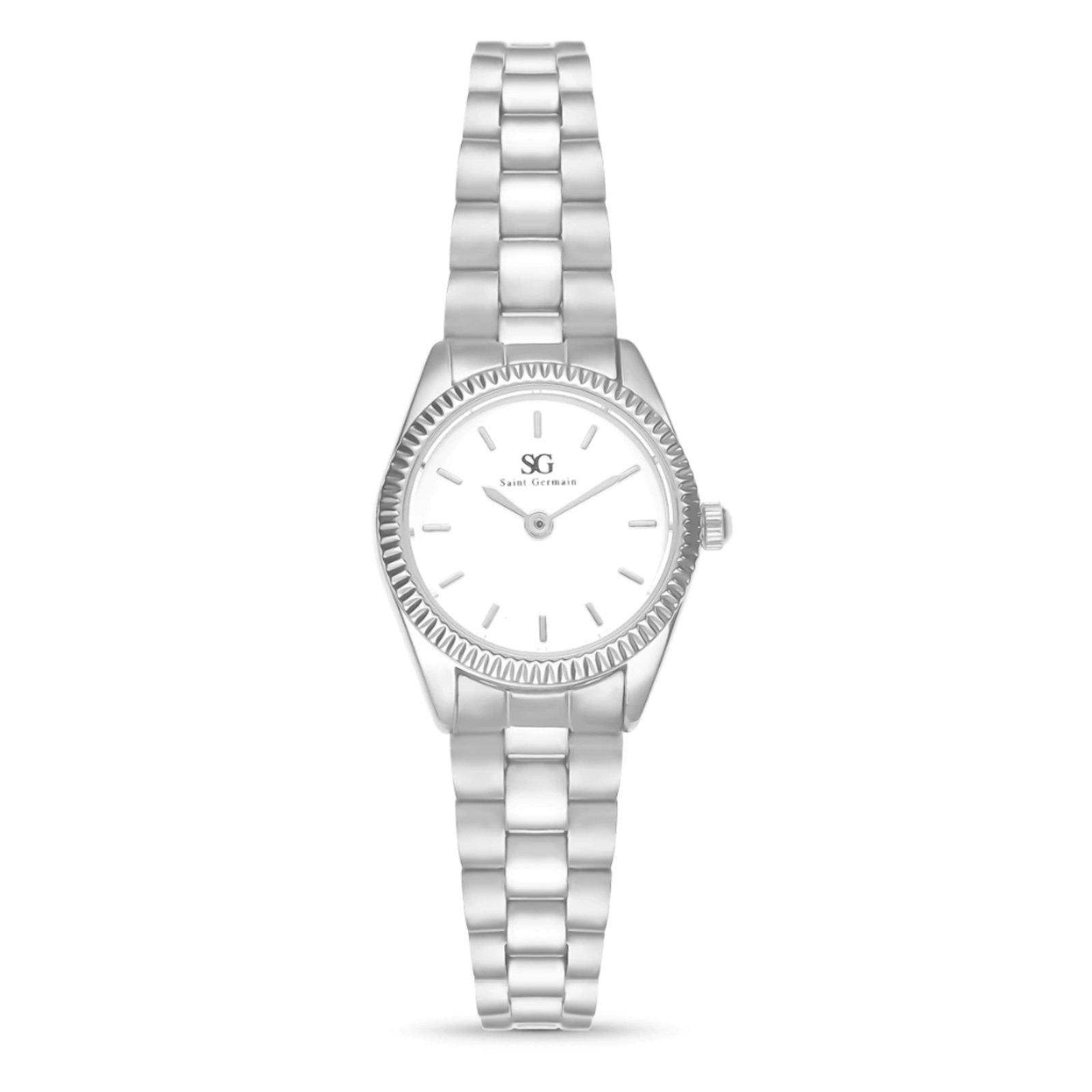 Imagem principal Relógio Feminino Saint Germain Celeste Silver Mini Prata com Bisel Canelado Saint Germain Brand branco/prata celeste