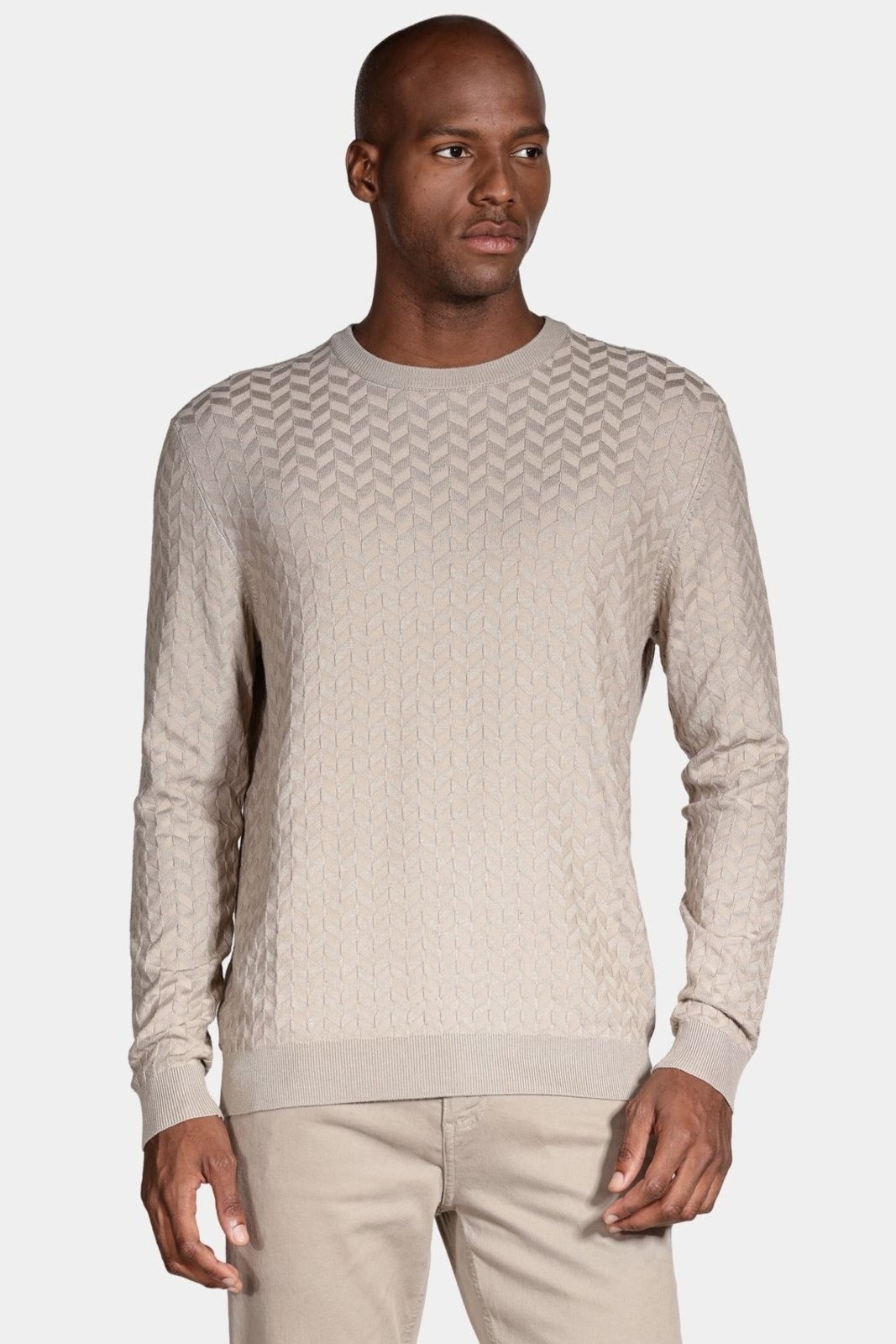 Imagem principal Tricot Aramis Manga Longa Jacquard Geométrico Cáqui Aramis bege