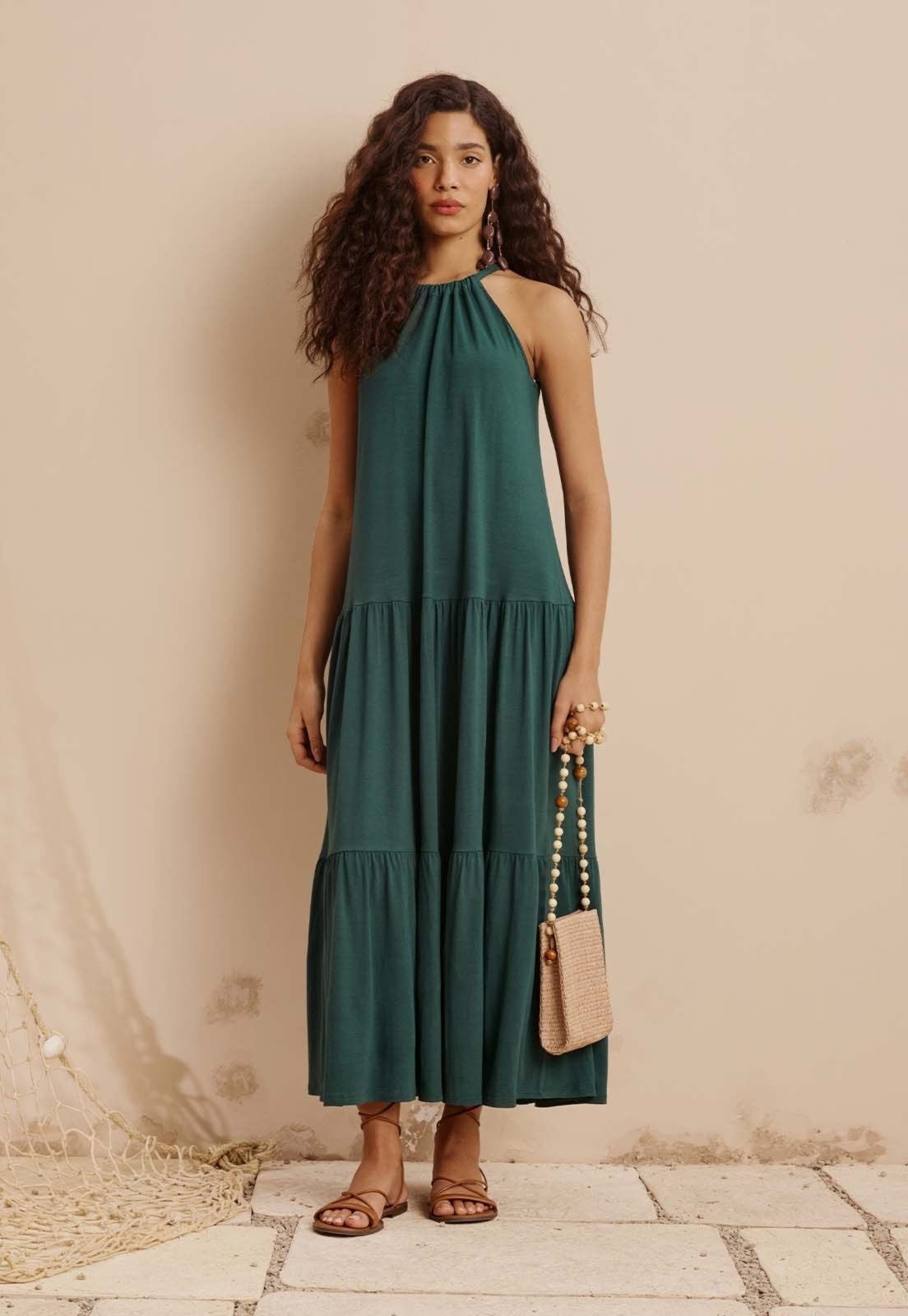 Imagem principal Vestido Longo Decote Túnel Com Marias CaCay azul