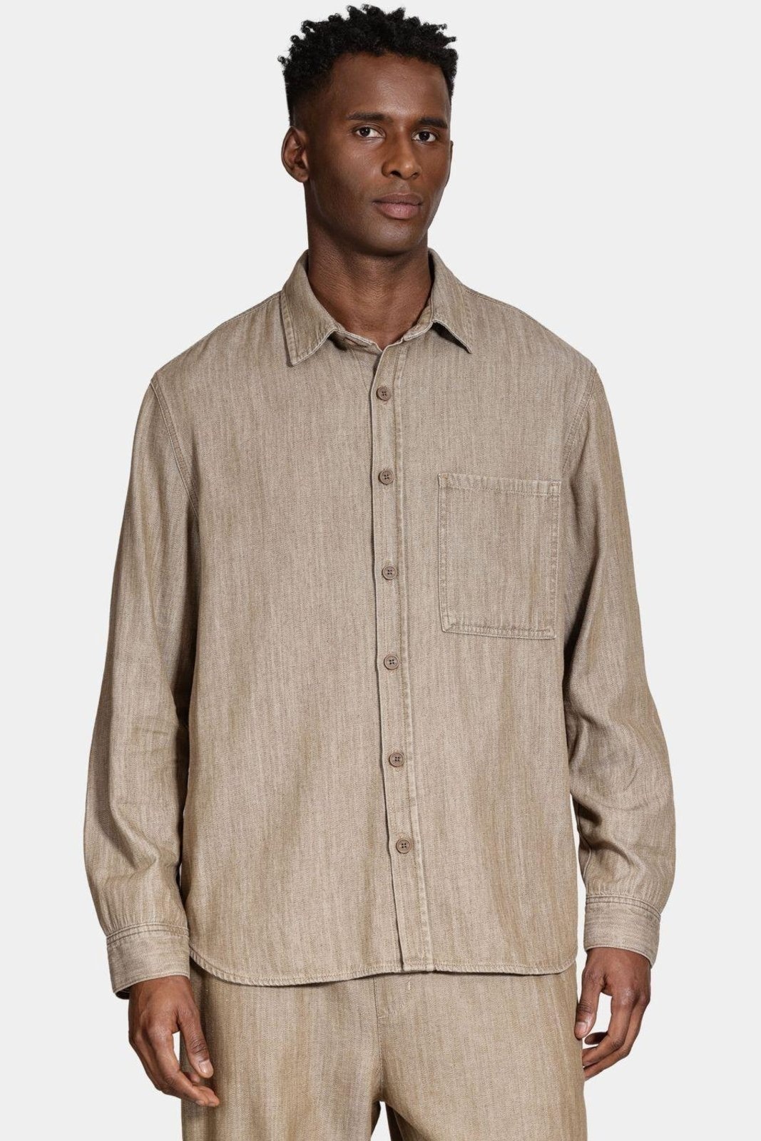 Imagem principal Camisa Aramis Overshirt Jeans Linen Bolso Caqui Escuro Aramis bege caqui