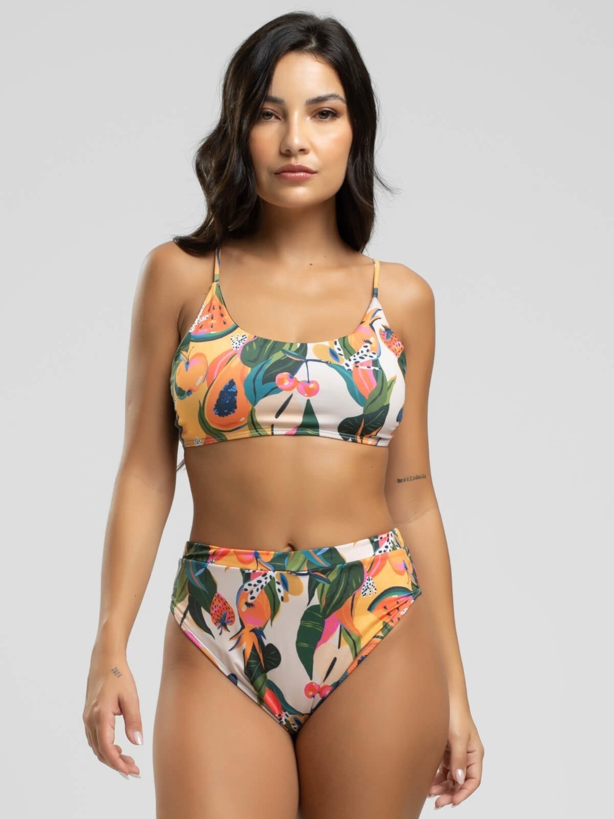 Imagem principal Biquini Faixa Calcinha Hot Pants Proteção Uv 50+ Vicbela Mamão Vicbela estampado/laranja/multicolorido