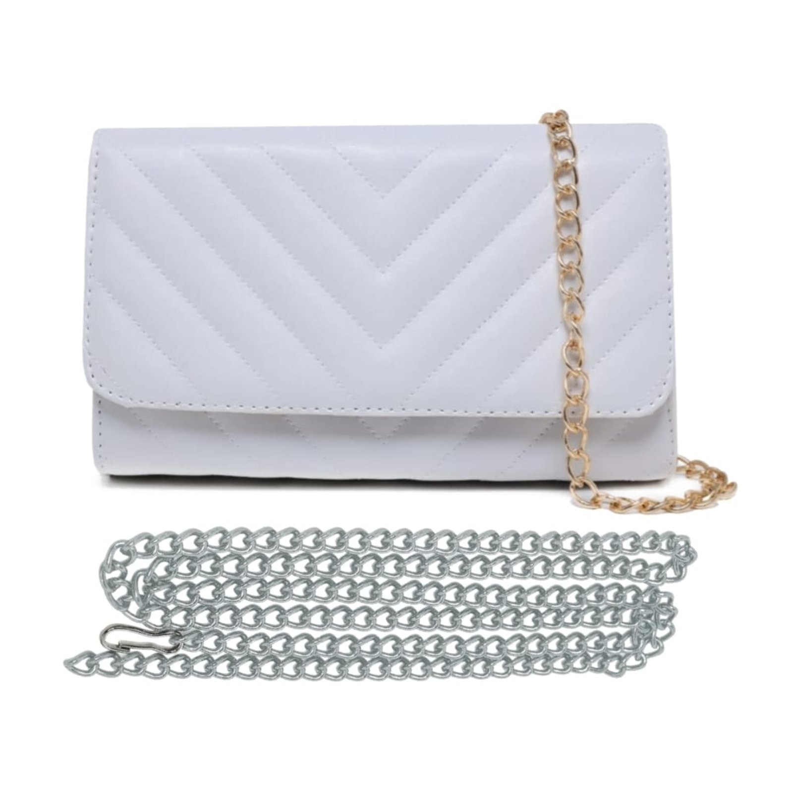 Imagem principal Bolsa Branca Clutch De Mão e Ombro Pequena 2 Alças Removíveis Moda Feminina Festa Elegante Madrinha CARMELO SHOES branco