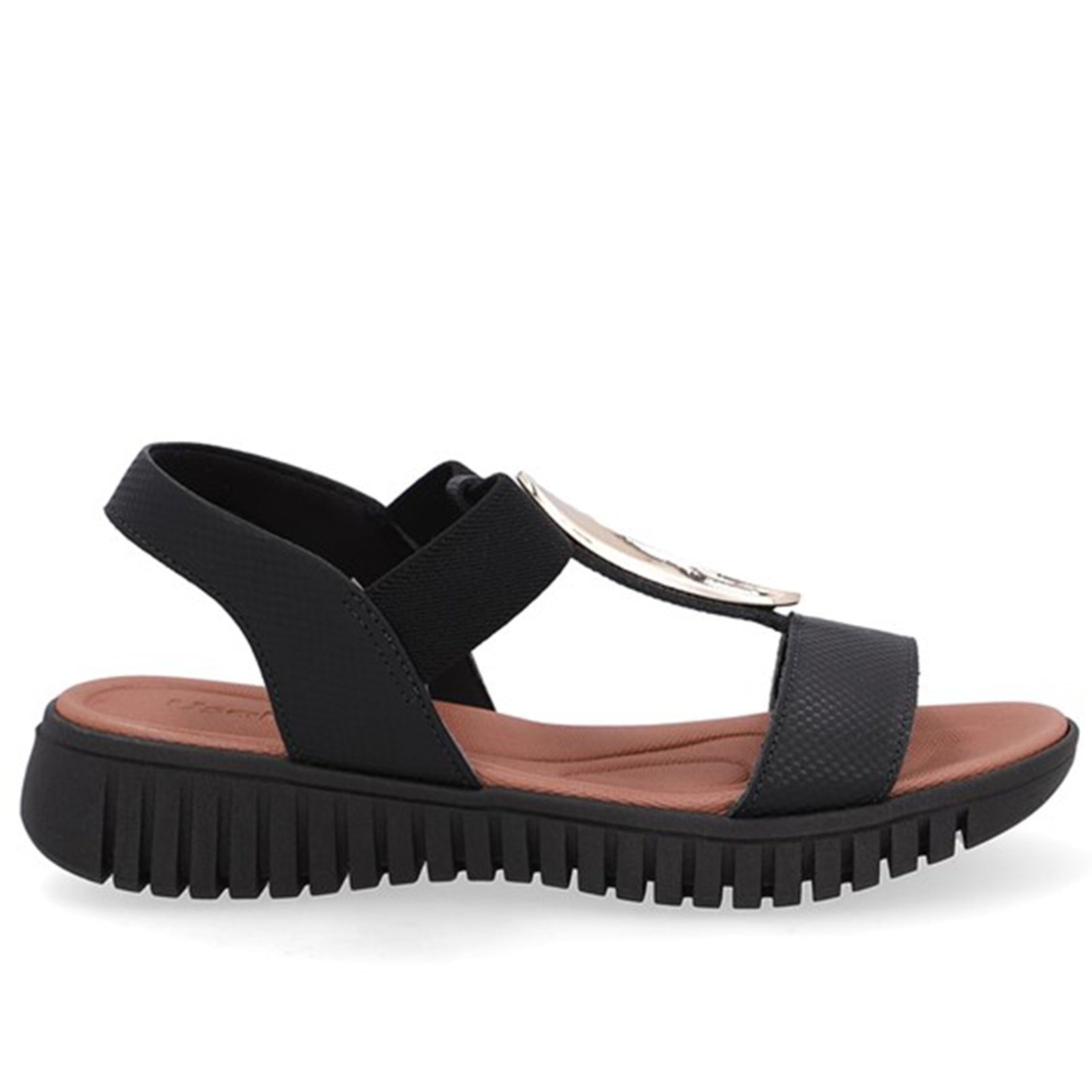 Imagem principal Sandália Enfeite Dourado Couro Usaflex 001 Usaflex preto