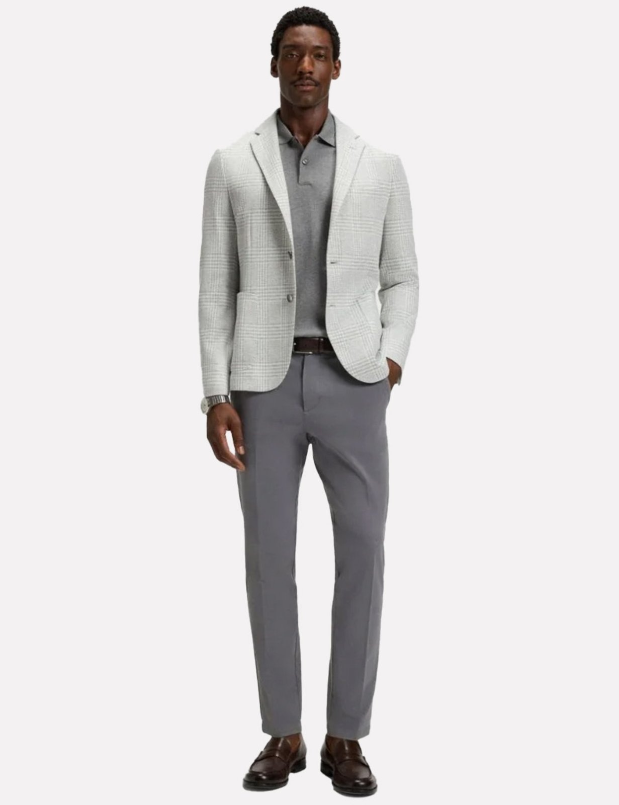 Imagem principal Calça Hugo Boss Masculina Slim Fit Sarja H-Kaiton1 Escuro Hugo Boss cinza