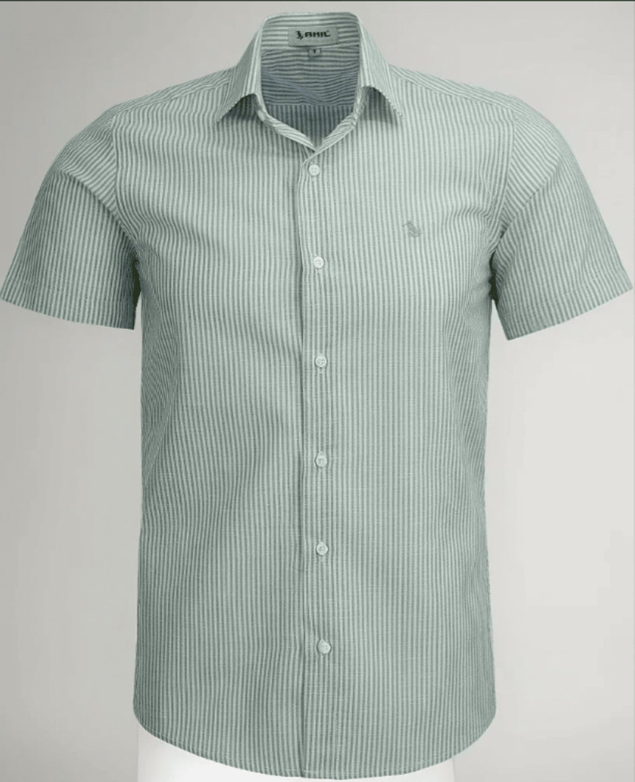 Imagem principal Camisa Social Amil Comfort Listrada Wind Algodão Manga Curta Luxo Oliva Amil verde