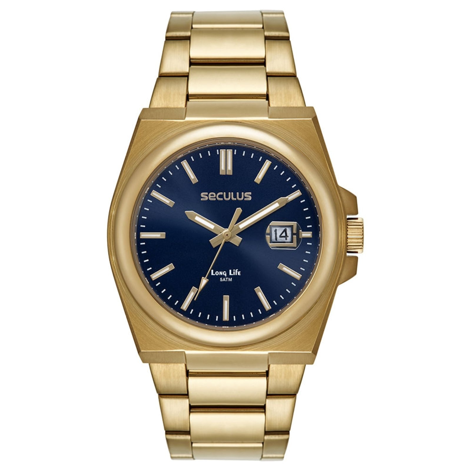 Imagem principal Relógio Masculino Social Calendário Aço Seculus dourado