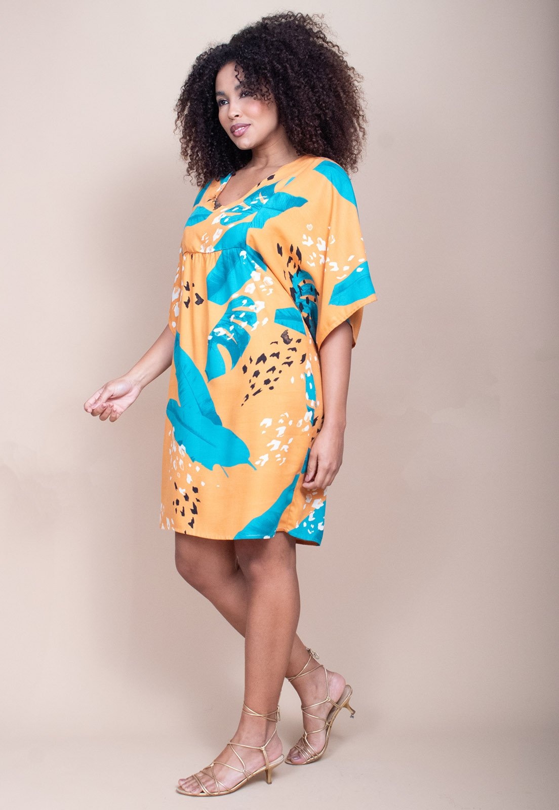 Imagem principal Vestido Curto Cabana Free Pequi Aurora Botânica Cabanafree azul/estampado/preto