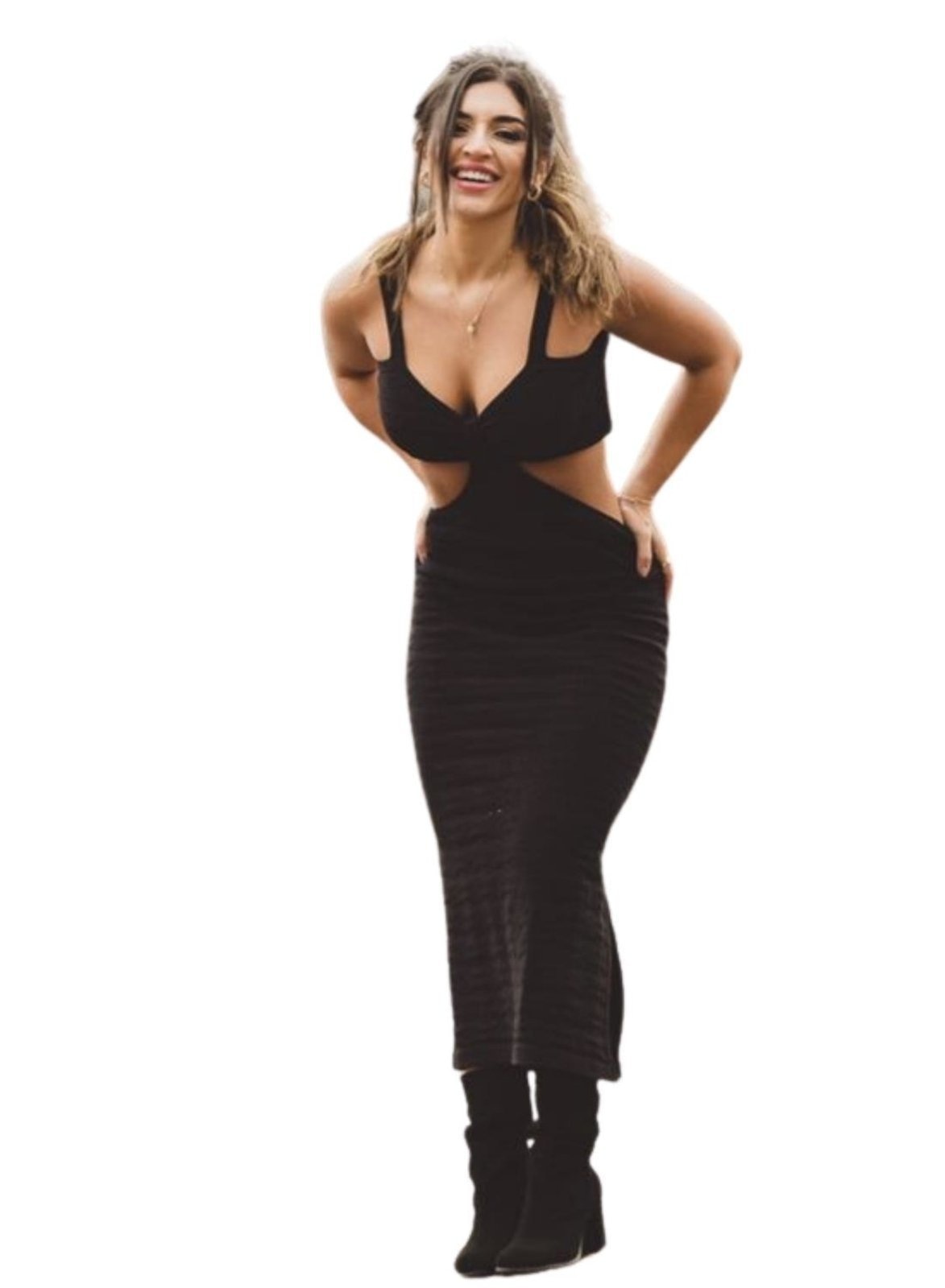 Imagem principal Vestido Tricot Alemanha abertura Fenda Midi Cia do Vestido preto