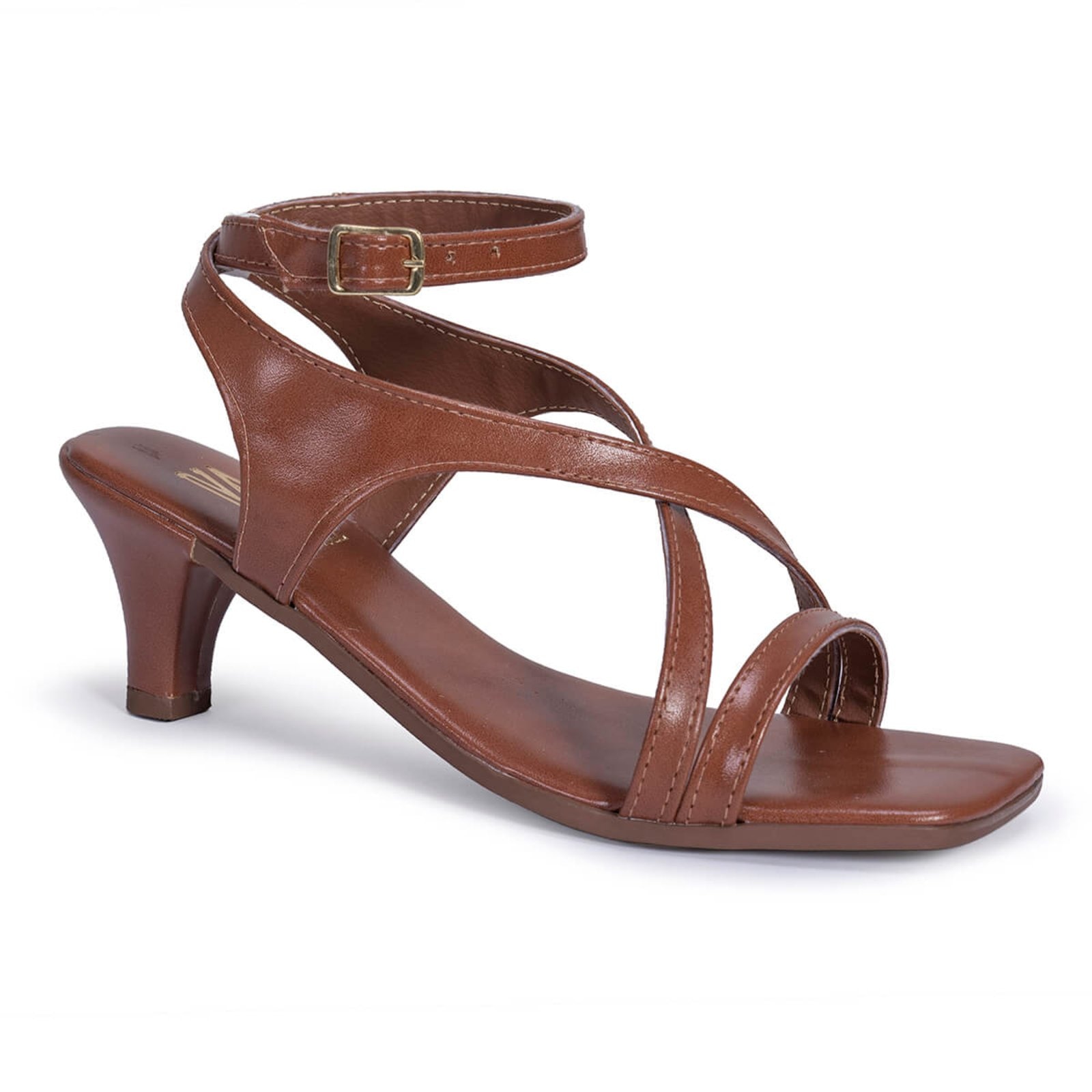 Imagem principal Sandália Feminina Salto Fino Baixo Social Festa Moderna Confortável Via Angel 10101 VIA ANGEL caramelo