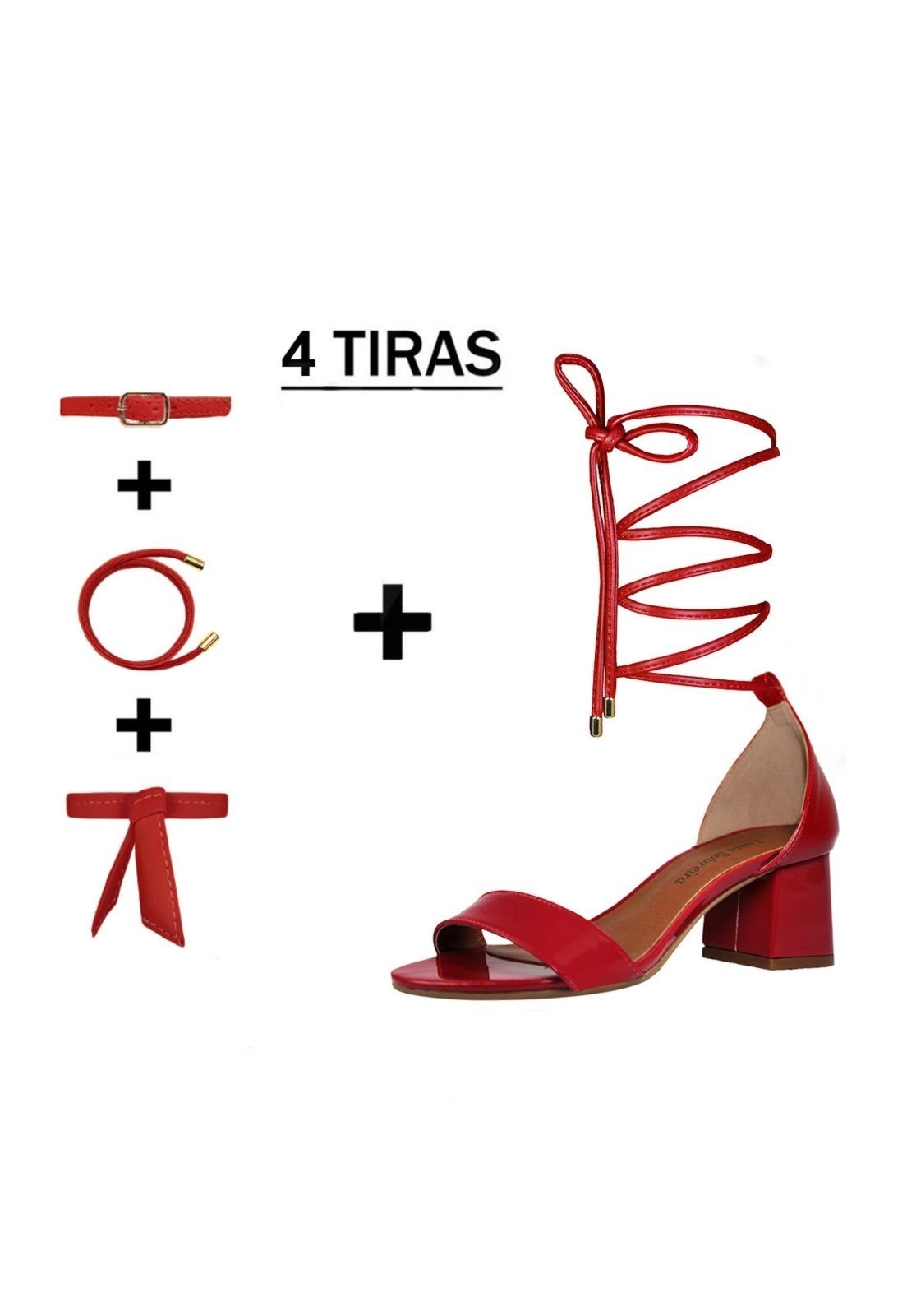 Imagem principal Sandália Troca Tira Salto Baixo Grosso Luiza Sobreira Verniz Mod. 4075-2 Luiza Sobreira vermelho