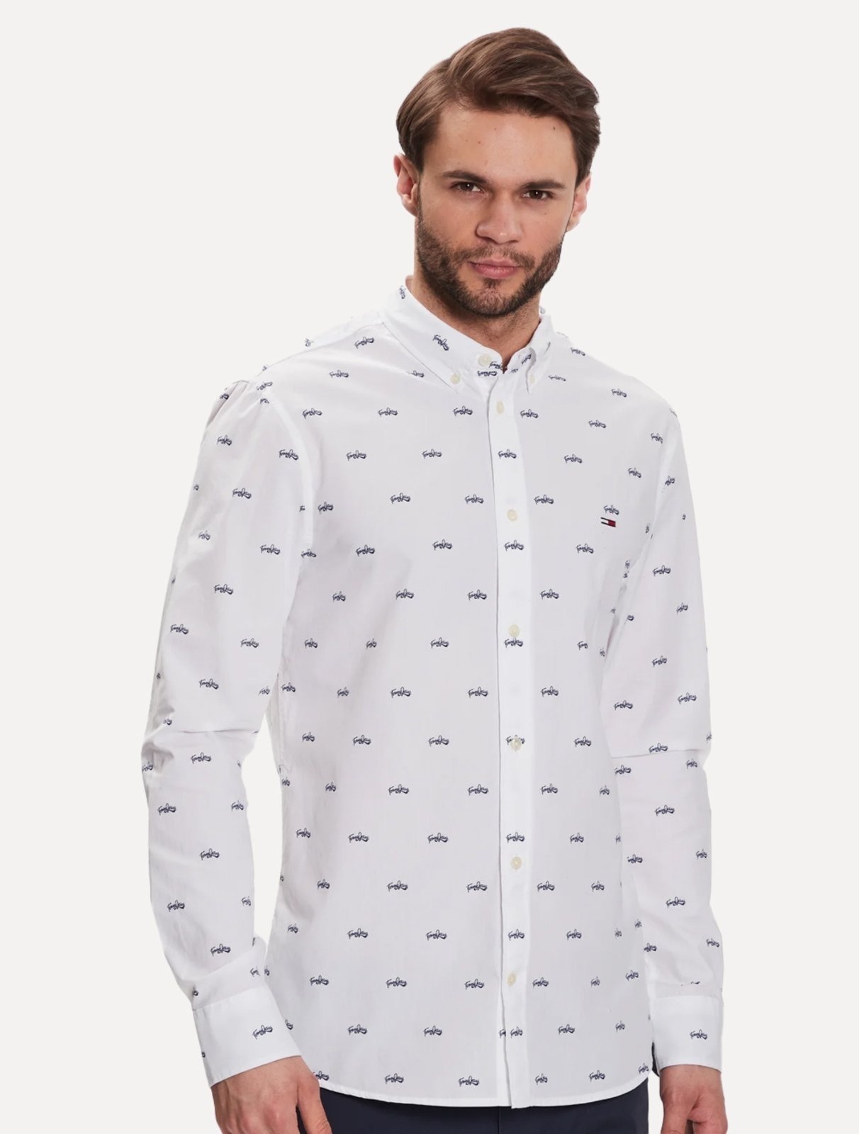 Imagem principal Camisa Tommy Jeans Regular College Pop Dobby Branca Tommy Jeans branco