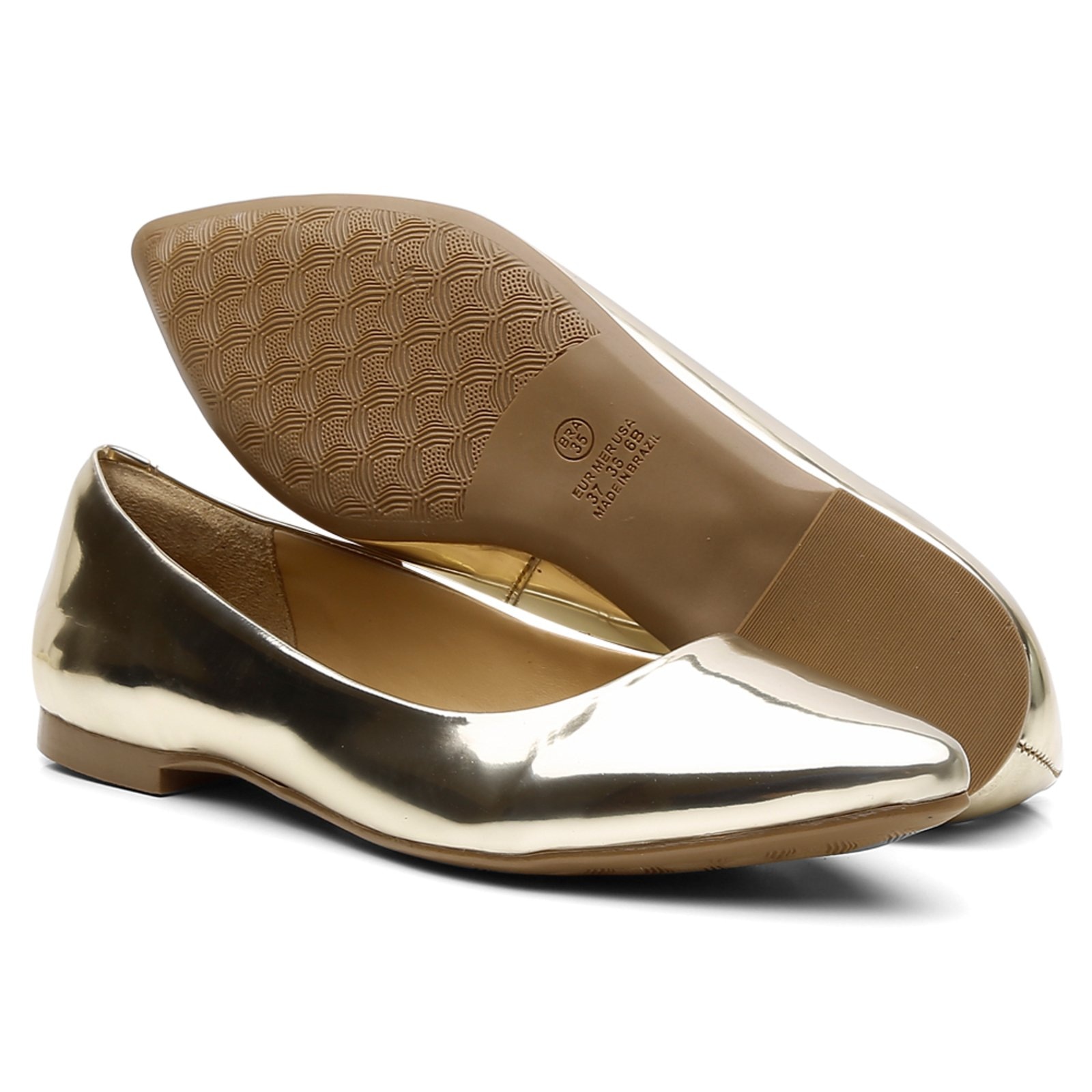 Imagem principal Sapatilha Bico Fino Casual Comfort Lisa Ouro Light Nine4 dourado
