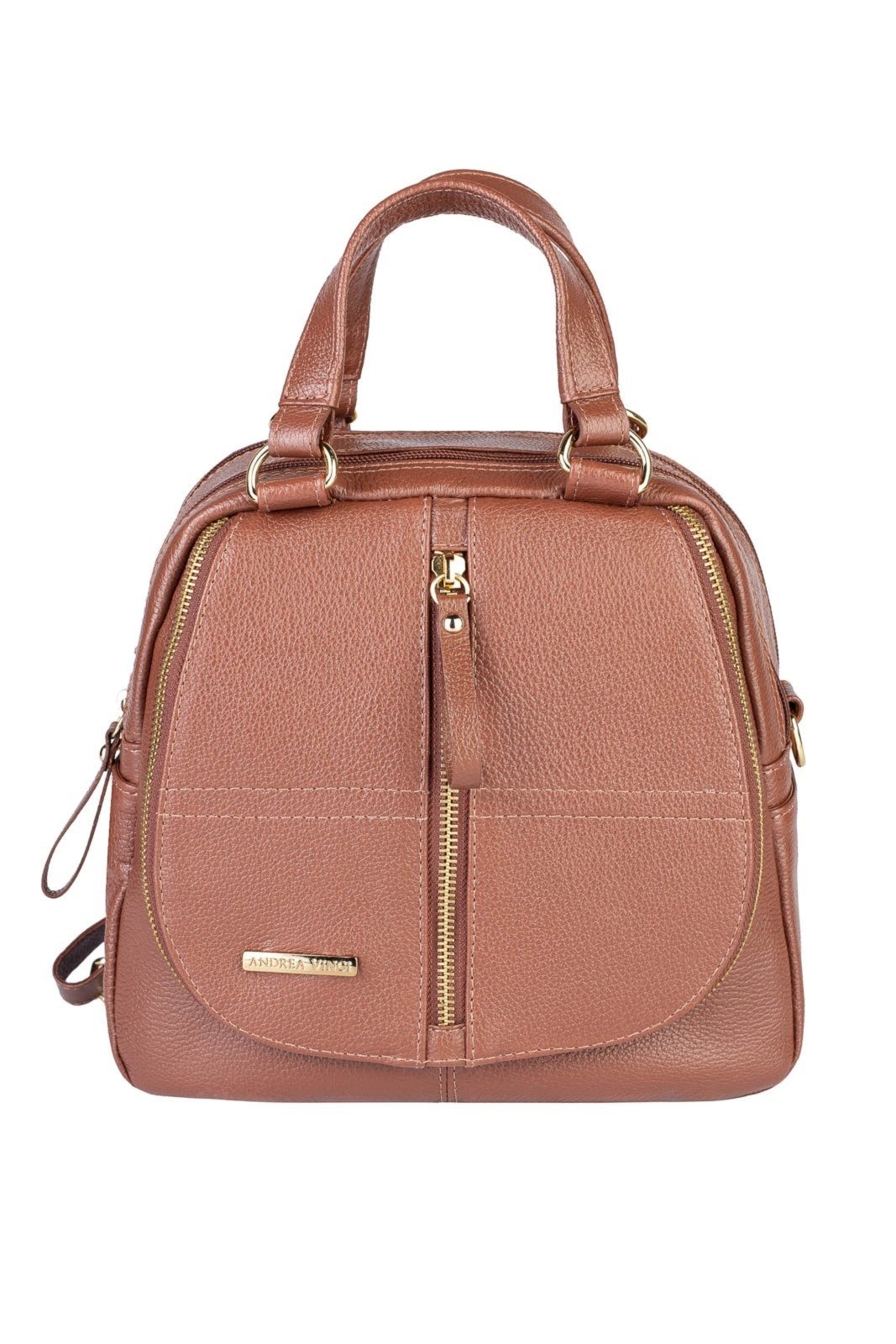 Imagem principal Bolsa Andrea Vinci mochila de couro liso 3 em 1 Marina - Whisky Andrea Vinci caramelo