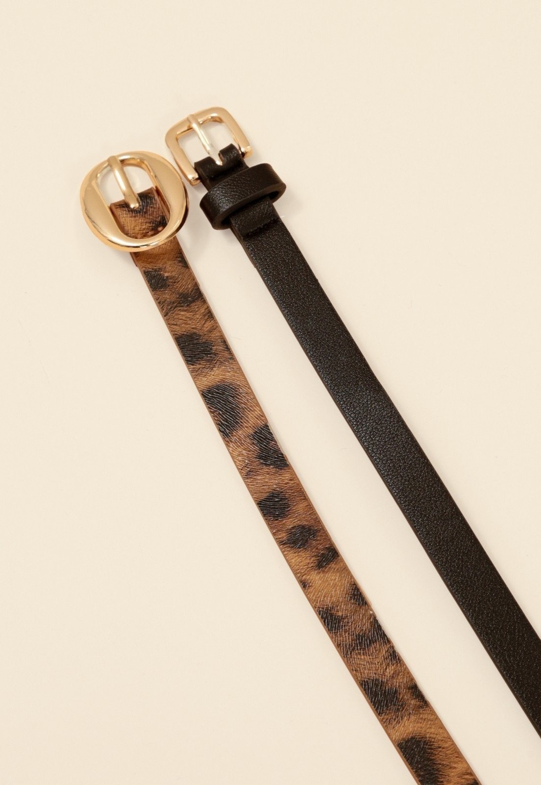 Imagem principal Kit De 2 Cintos Finos Pop Me Liso Preto E Animal Print Pop Me multicolorido