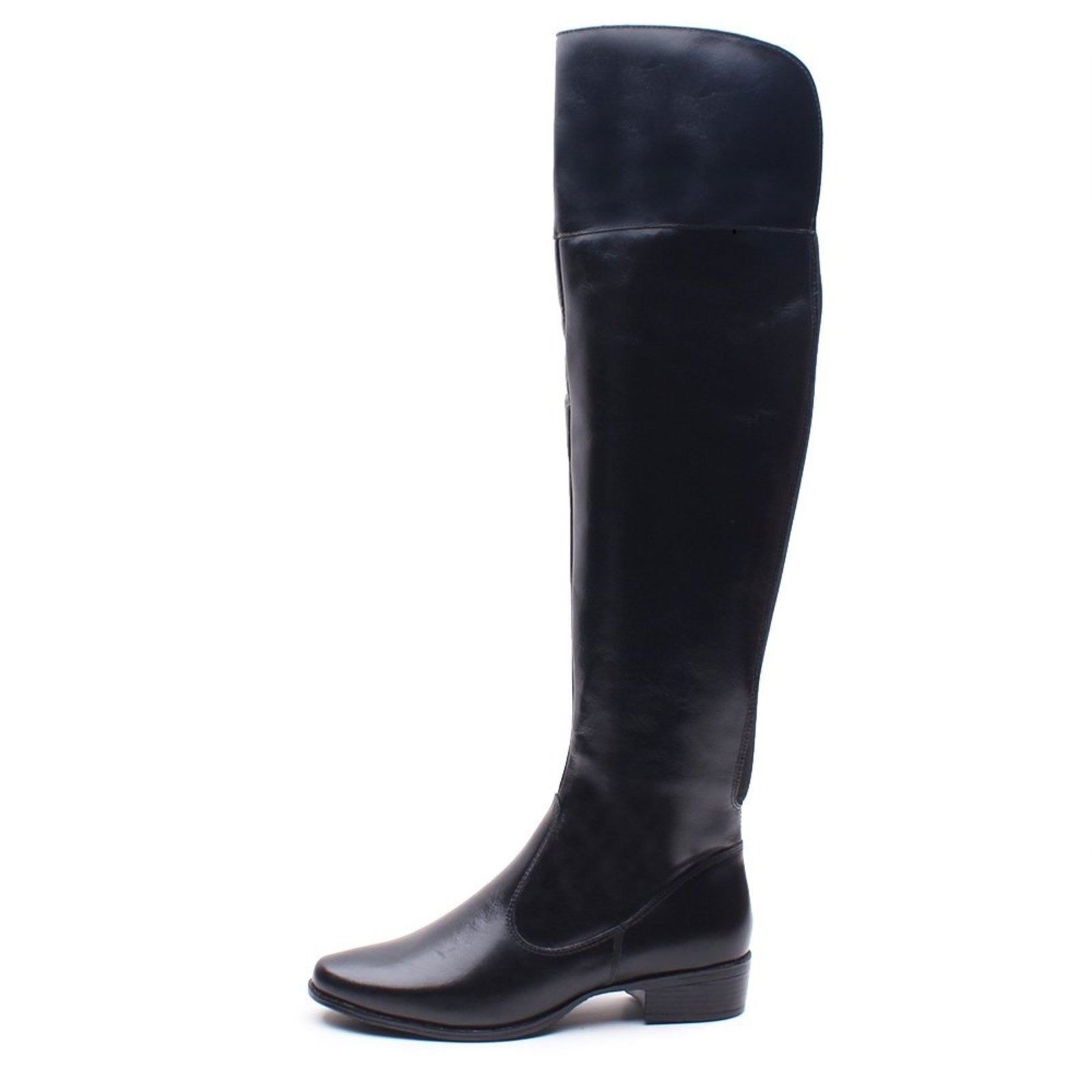 Imagem principal Bota Feminina Over The Knee Em Couro Com Zíper Confortável Madus preto