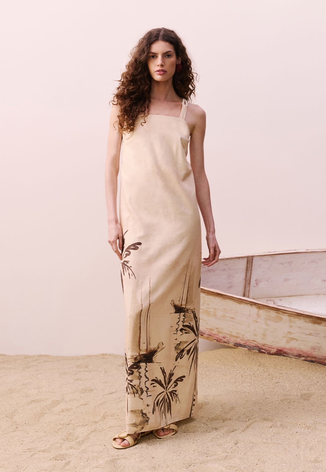 Imagem principal Vestido Longo Aletas Estampado Navegar CaCay off-white