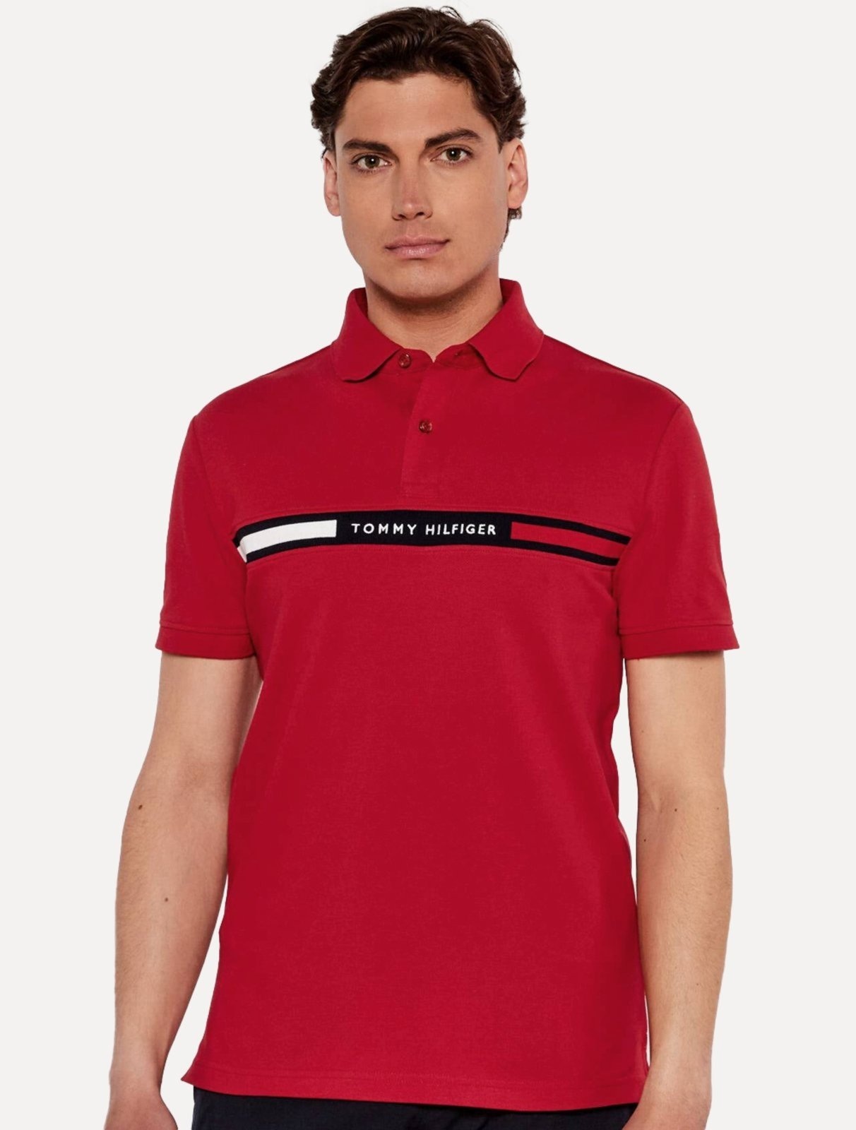 Imagem principal Polo Tommy Hilfiger Masculina Regular Chest Insert Logo Vermelha Tommy Hilfiger vermelho