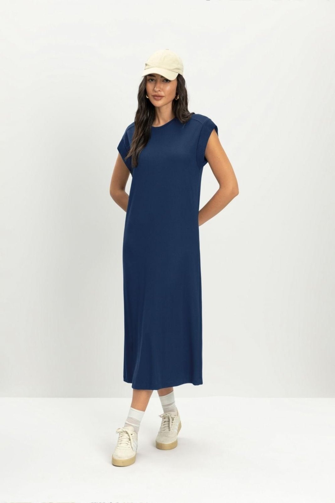Imagem principal Vestido feminino midi alongado Essendi Essendi azul