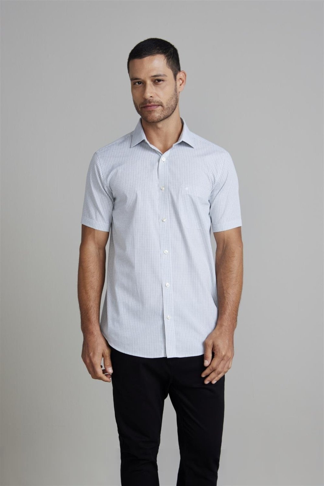 Imagem principal HIGHSTIL Camisa Manga Curta com Bolso Comfort Listrada - Branco Escuro HIGHSTIL verde