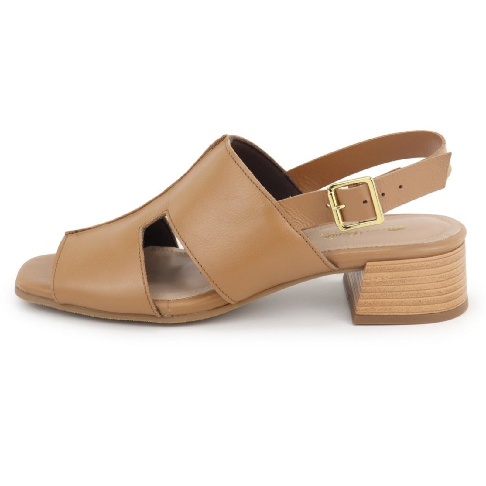 Imagem principal Sandália Feminina Salto Baixo Em Couro Confortável Maria Paula Camel MARIA PAULA caramelo