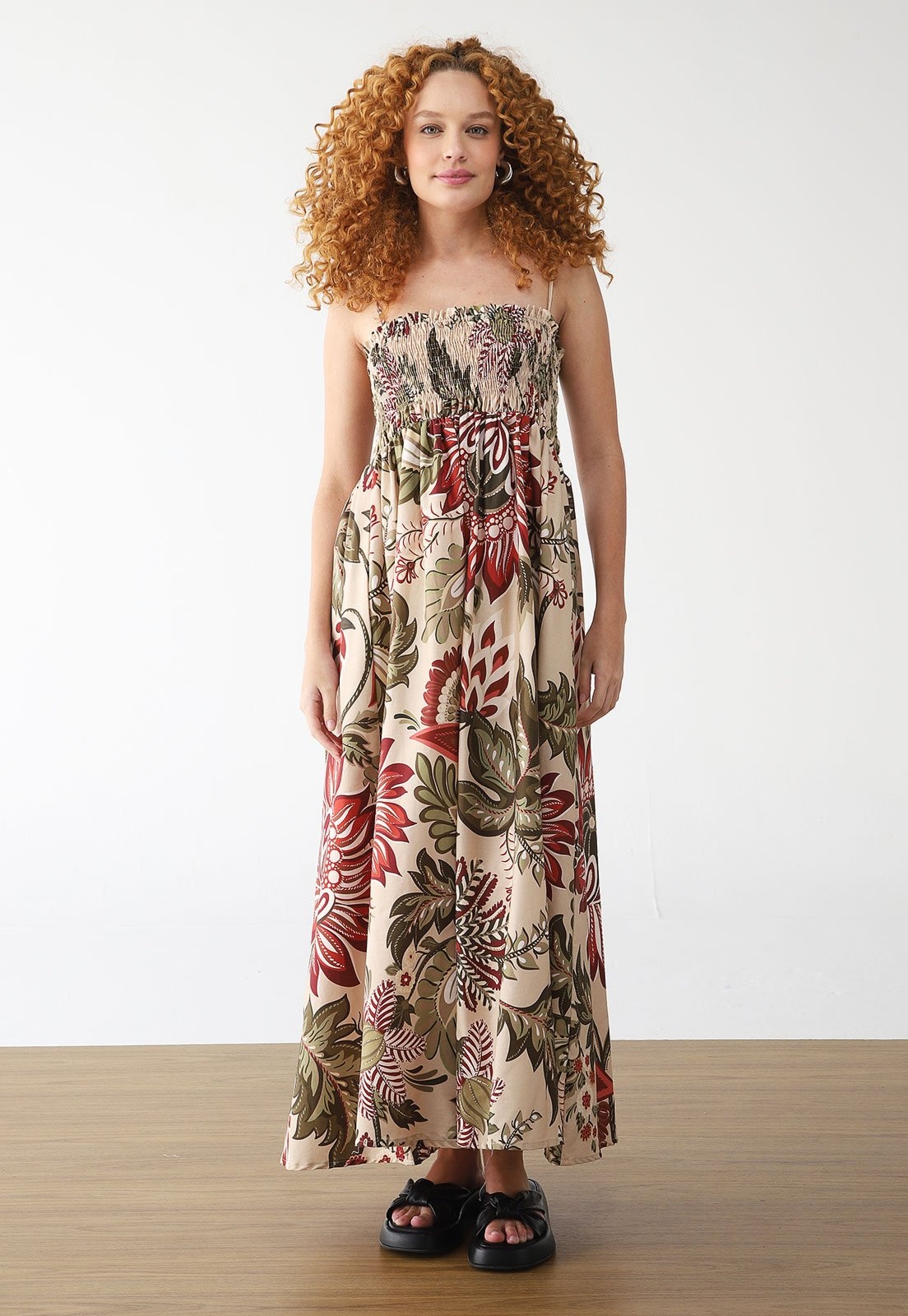 Imagem principal Vestido FARM Longo Floral Ligia FARM bege