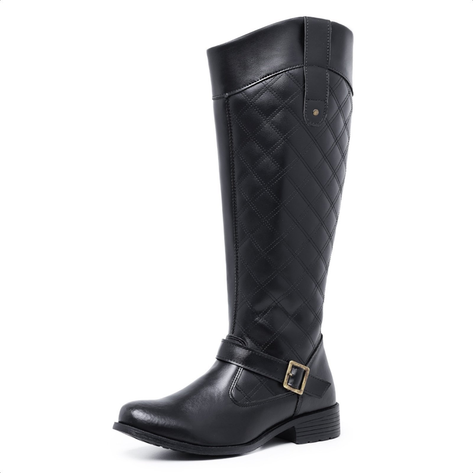 Imagem principal Bota Cano Alto Longo Feminina Salto Baixo Montaria Preta Bia Ramos preto