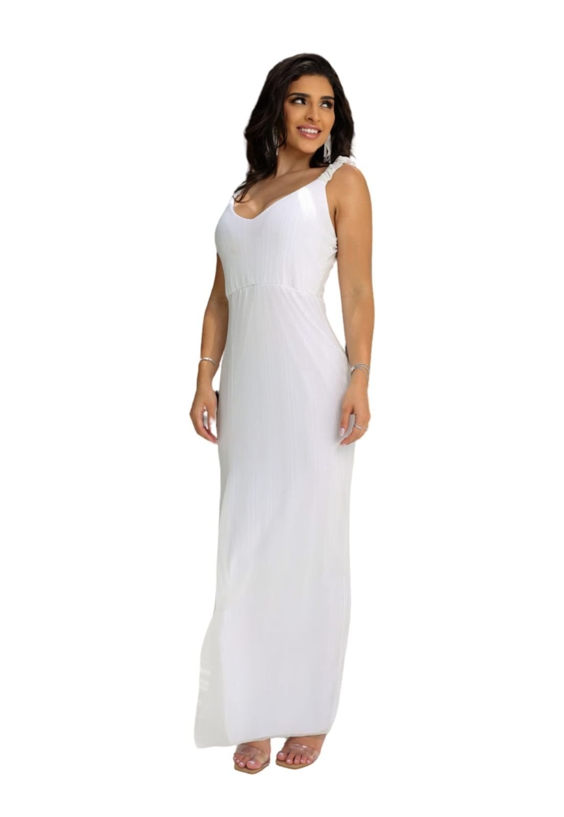 Imagem principal Vestido Midi Fios Lurex Alcinha Cia do Vestido branco