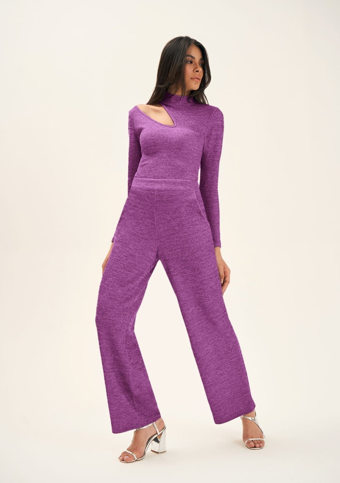 Imagem principal Calca Zinco Reta Cós Alto Com Elástico Zinco roxo