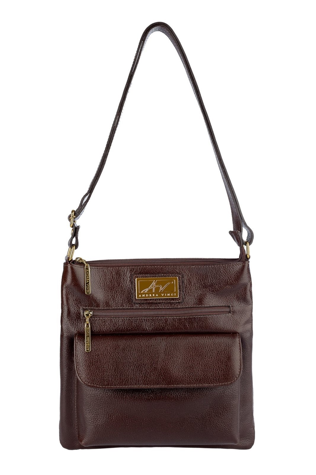 Imagem principal Bolsa transversal de couro liso Karen - Café Andrea Vinci vermelho