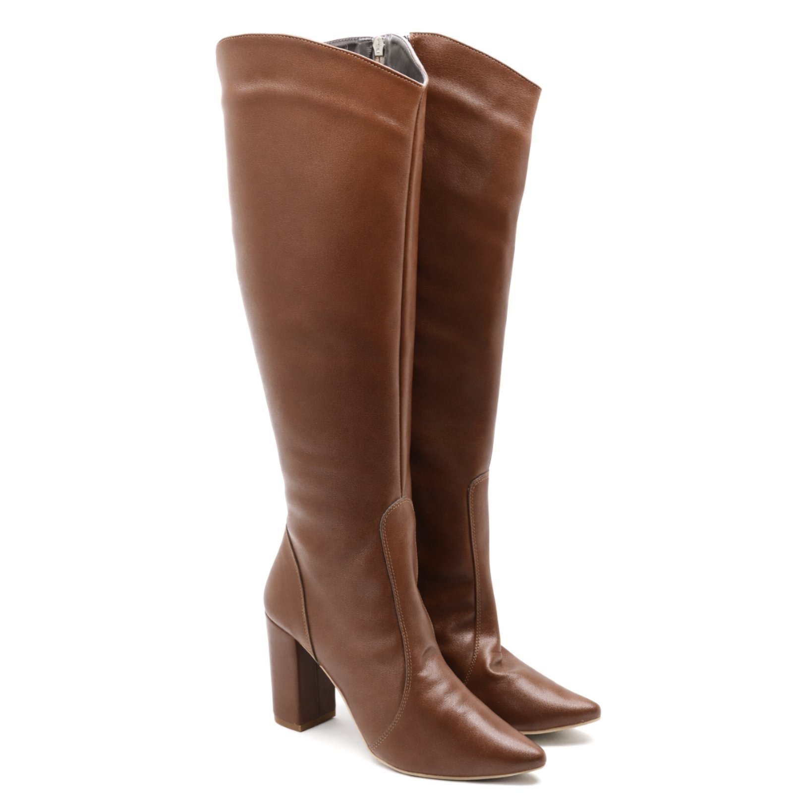 Imagem principal Bota Feminina Country Cano Alto Salto Bloco Bico Fino Sete Sales 1818 Cacau Sete Sales marrom