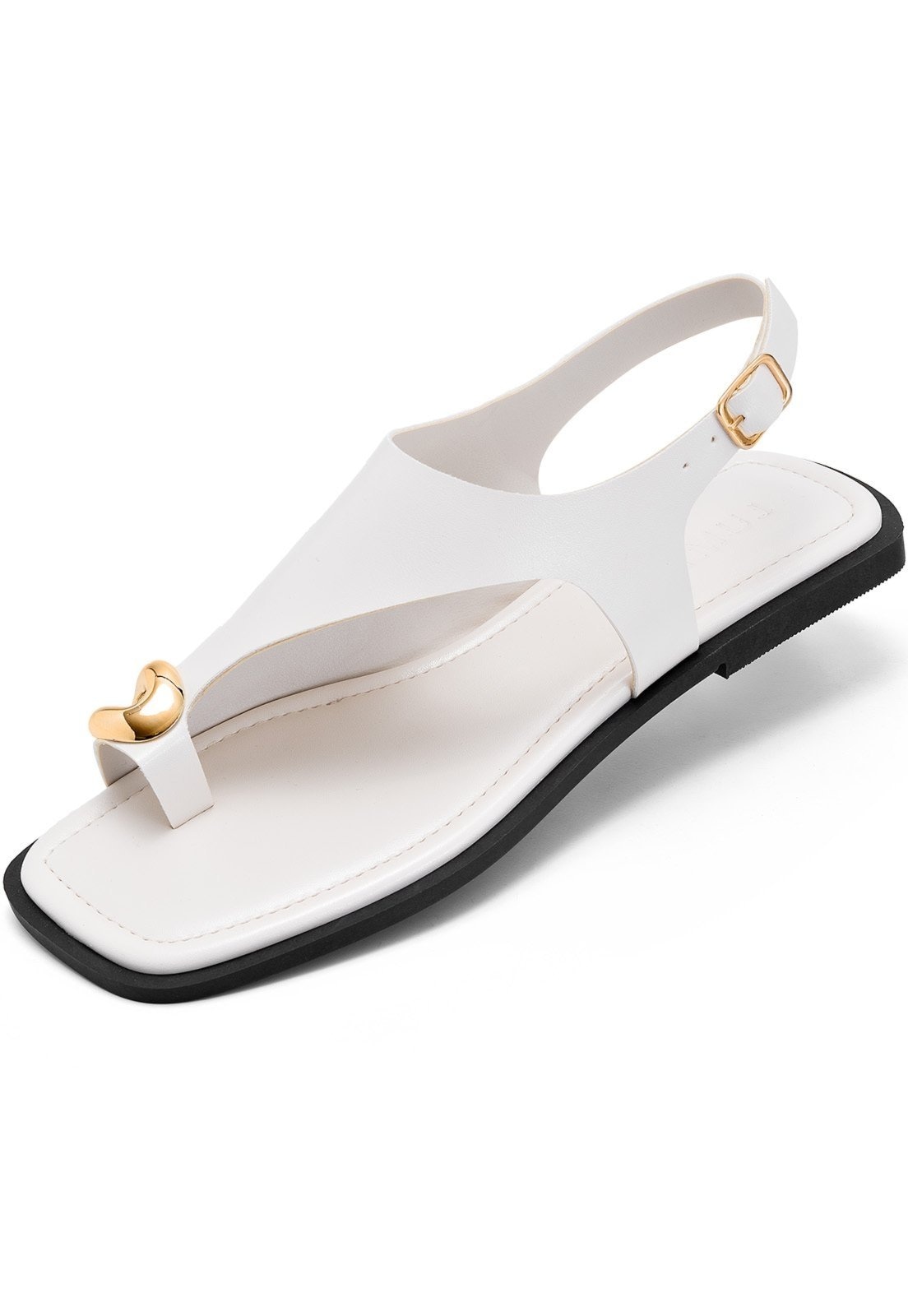 Imagem principal Sandália Rasteira Feminina Lumiss Enfeite Metalizado Confortável Off White LUMISS off-white white