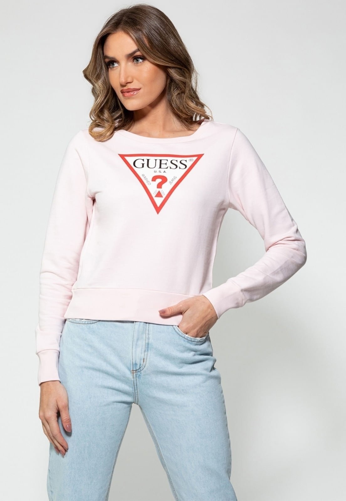Imagem principal Blusa de Moletom Logo Triângulo Guess Claro Guess rosa