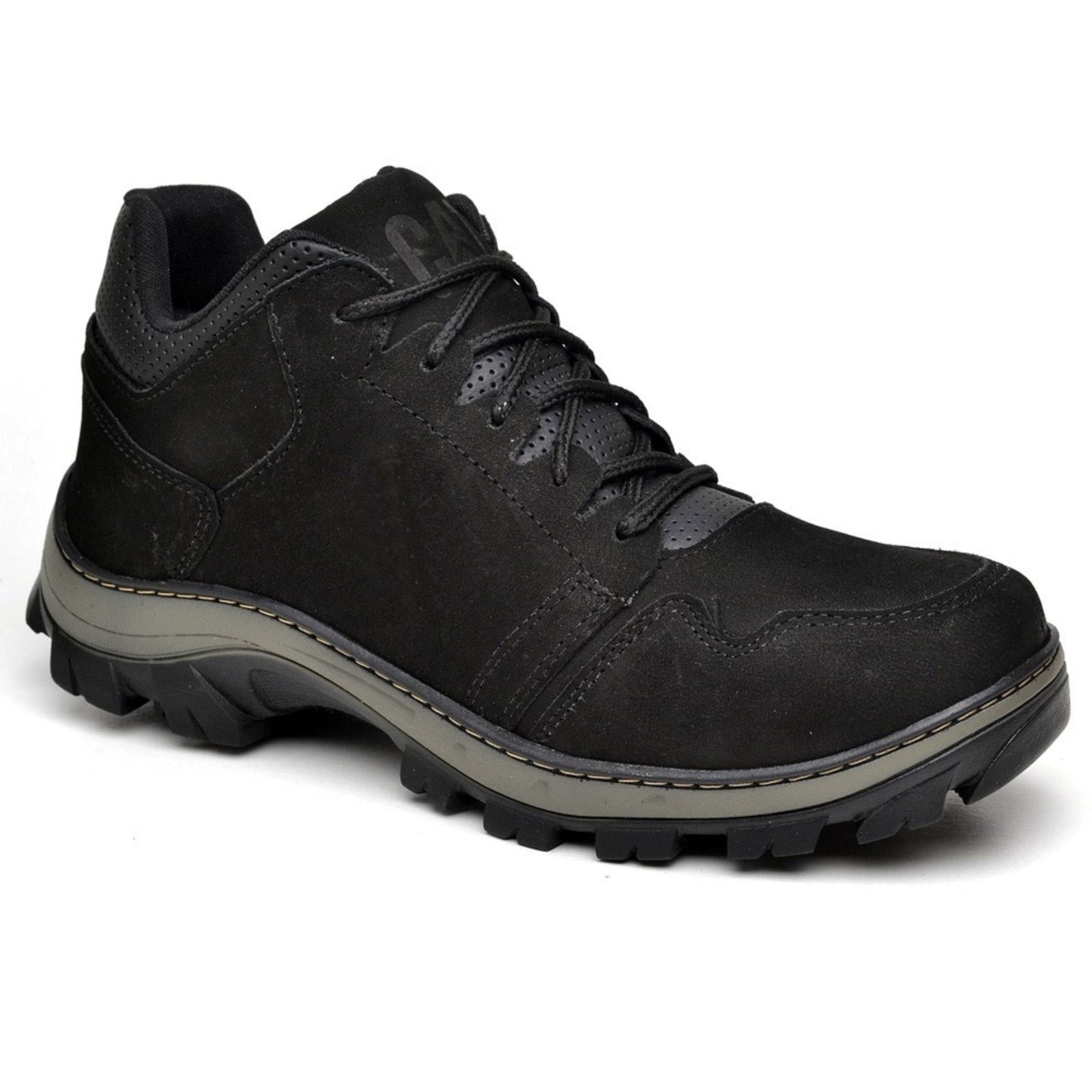 Imagem principal Coturno Adventure Bota Couro Masculina Cano Curto Atacador Solado Tratorado Borracha Costurado Resistente Confortável FRANCA GRIFFE preto
