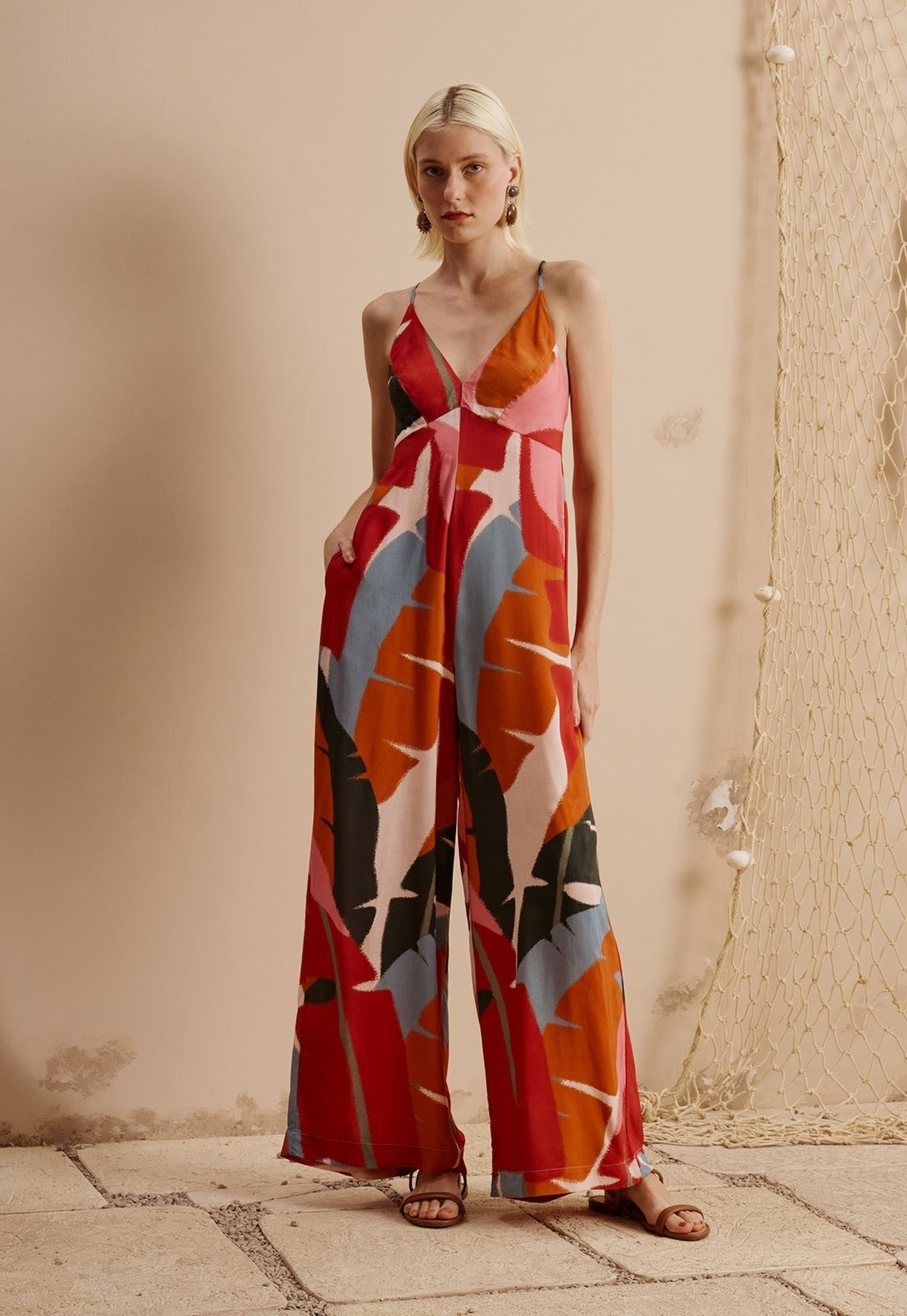 Imagem principal Macacão Pantalona Estampado Igapo CaCay rosa