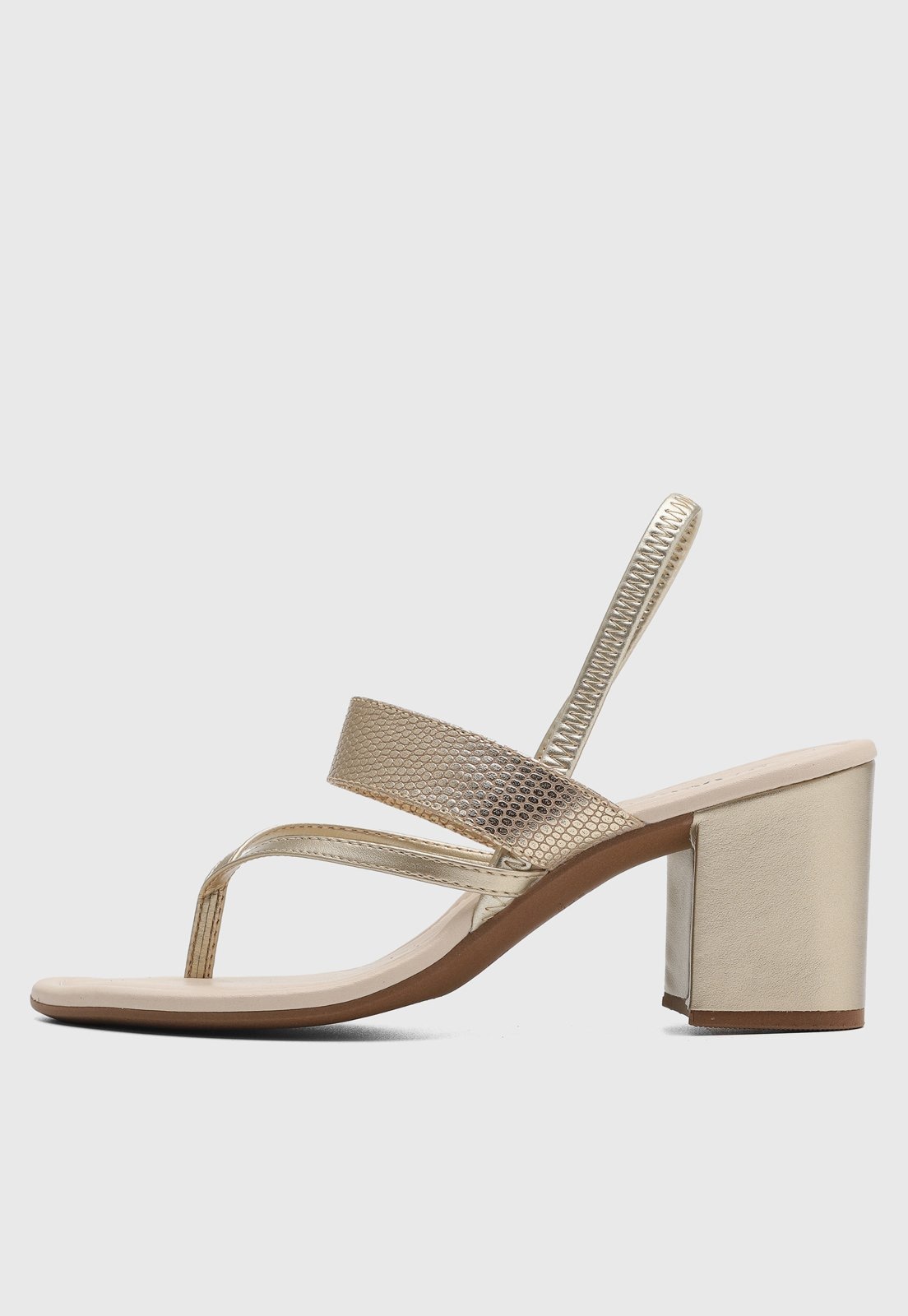 Imagem principal Sandália Feminina cê Salto Bloco Metalizada Dourada BEBECÊ dourado