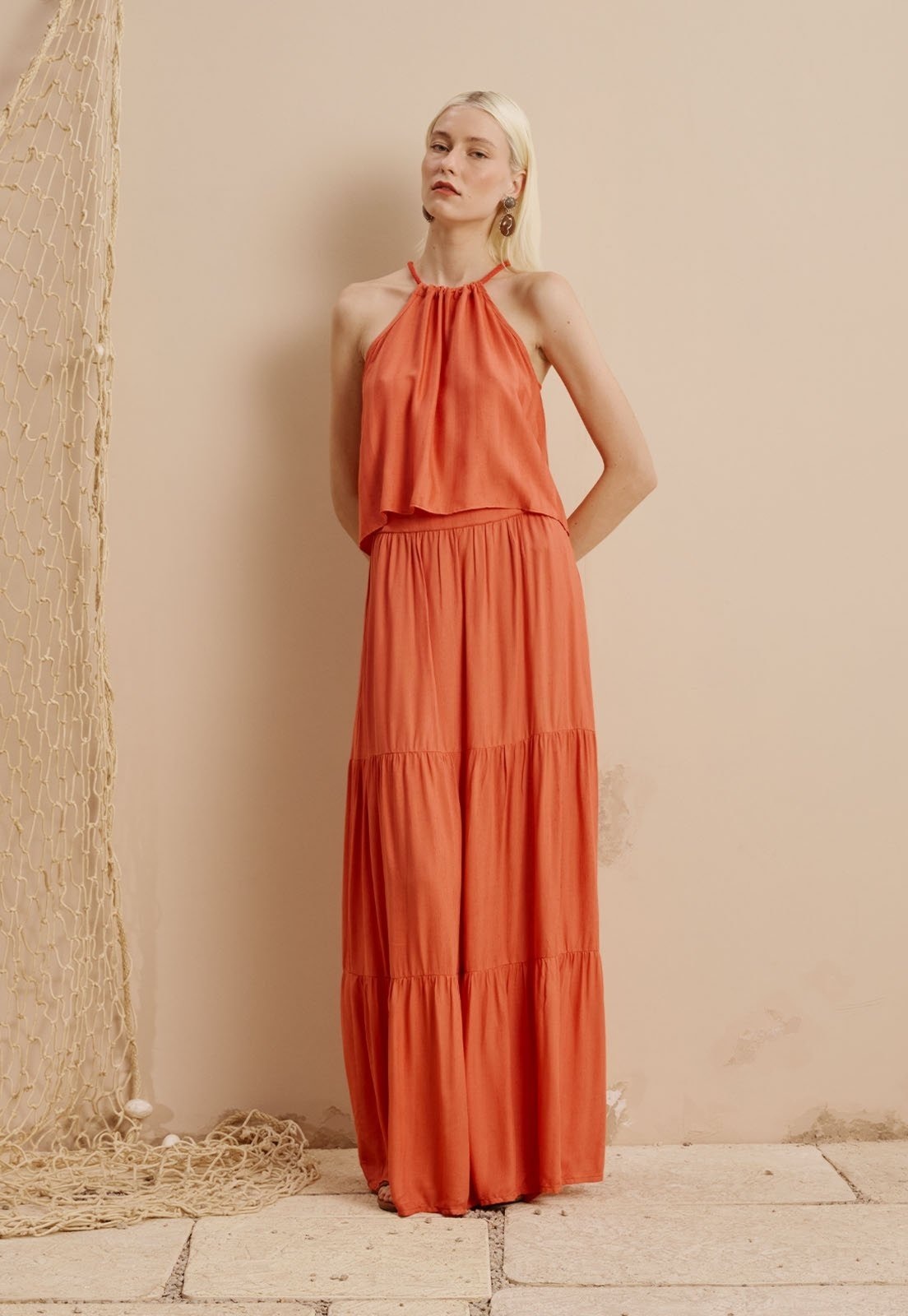 Imagem principal Saia Longa Com Marias Lisa CaCay amarelo