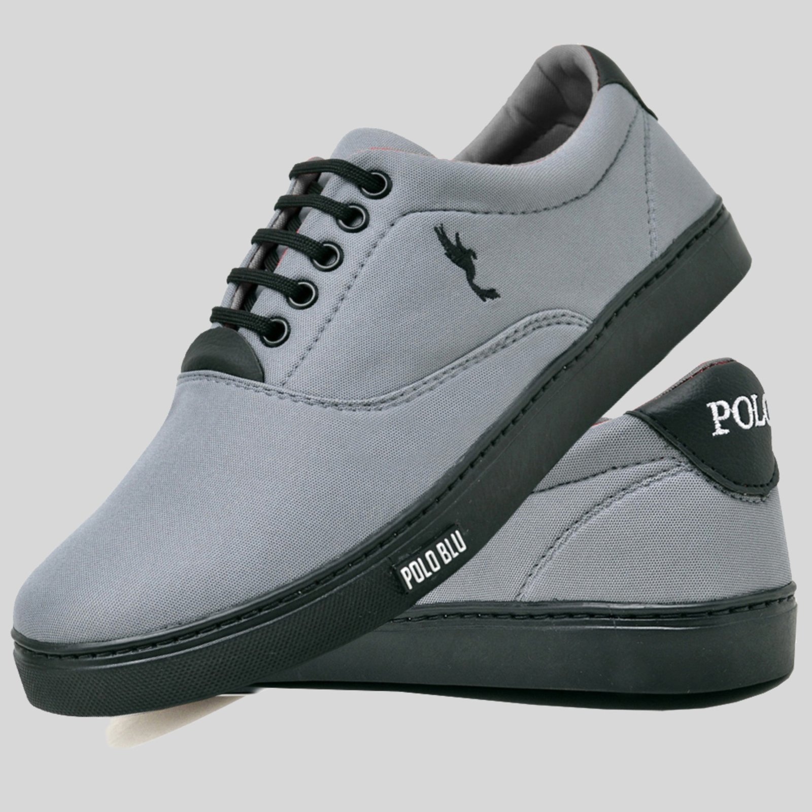 Imagem principal Sapatênis Casual Masculino Cano Baixo Polo Blu Cinza Solado Preto Polo Blu cinza blu