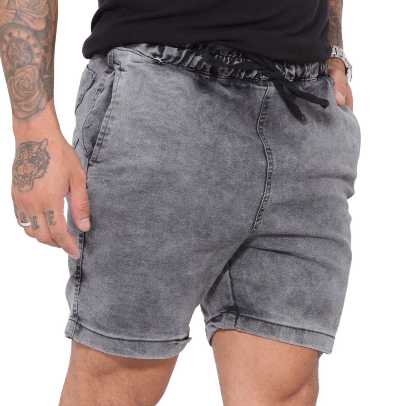 Imagem principal Bermuda Moda Masculina Marmorizada com Elástico na Cintura Alleppo Jeans grafite
