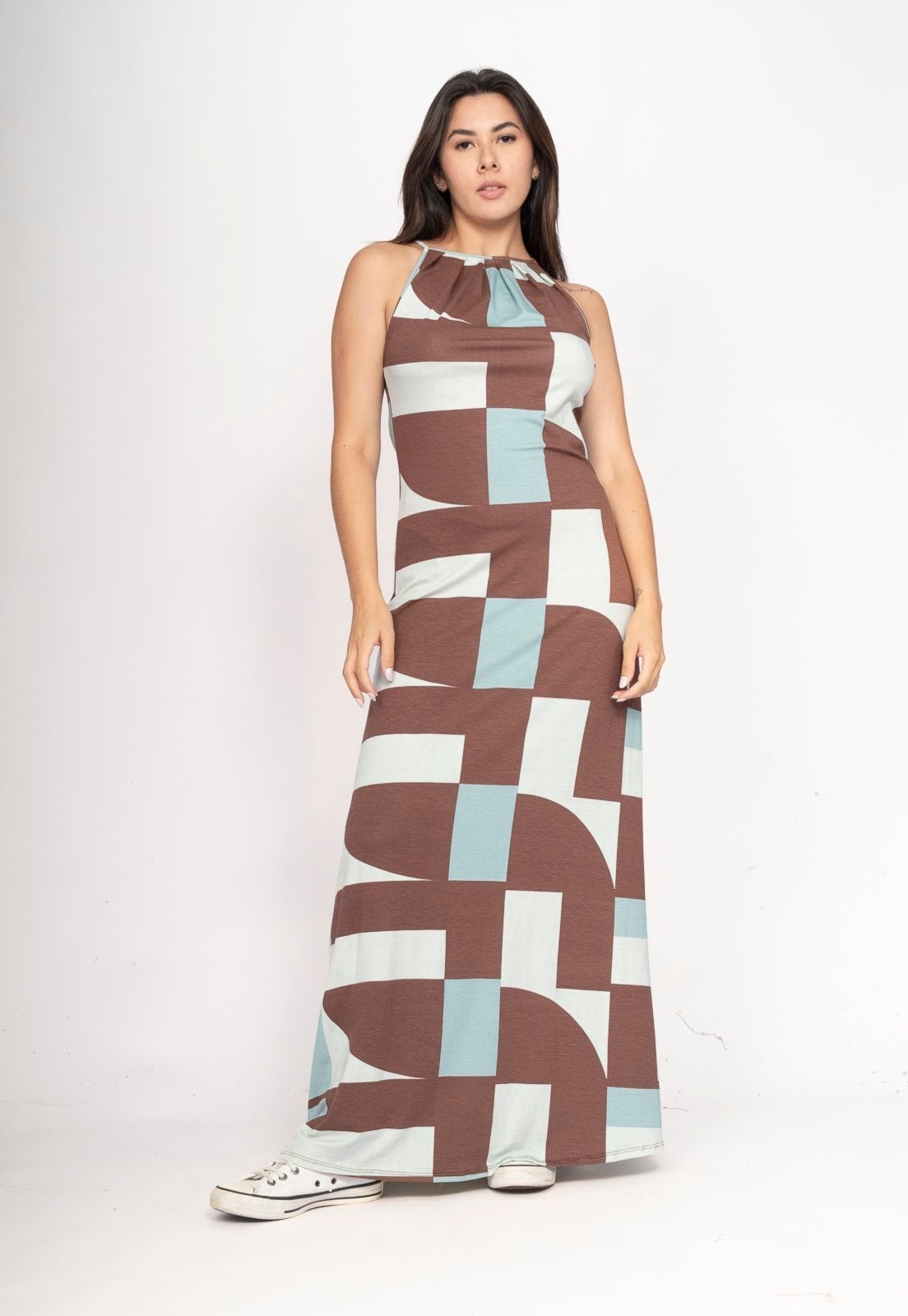 Imagem principal Vestido CabanaFree Longo Eirapuã Malha Trapézio Santa Rosa do Tocantins Cabanafree estampado rosa