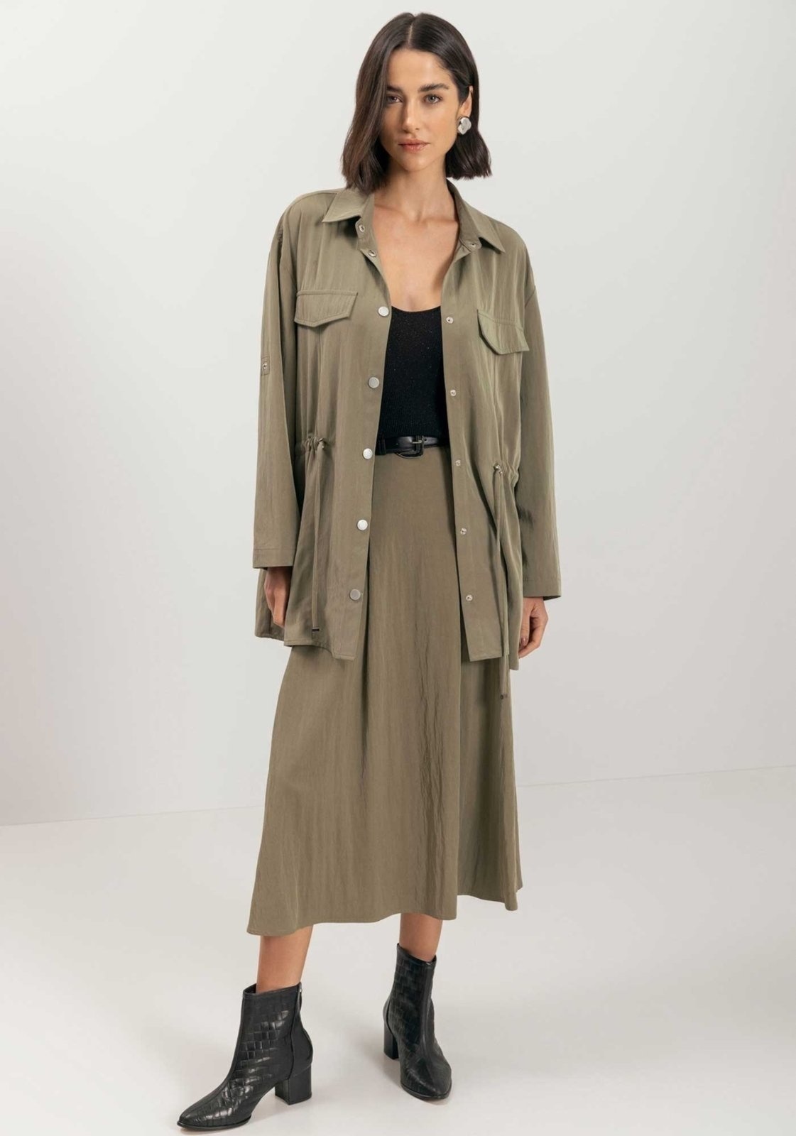 Imagem principal Parka Alongada Com Botões E Regulagem Na Cintura Lez a Lez verde